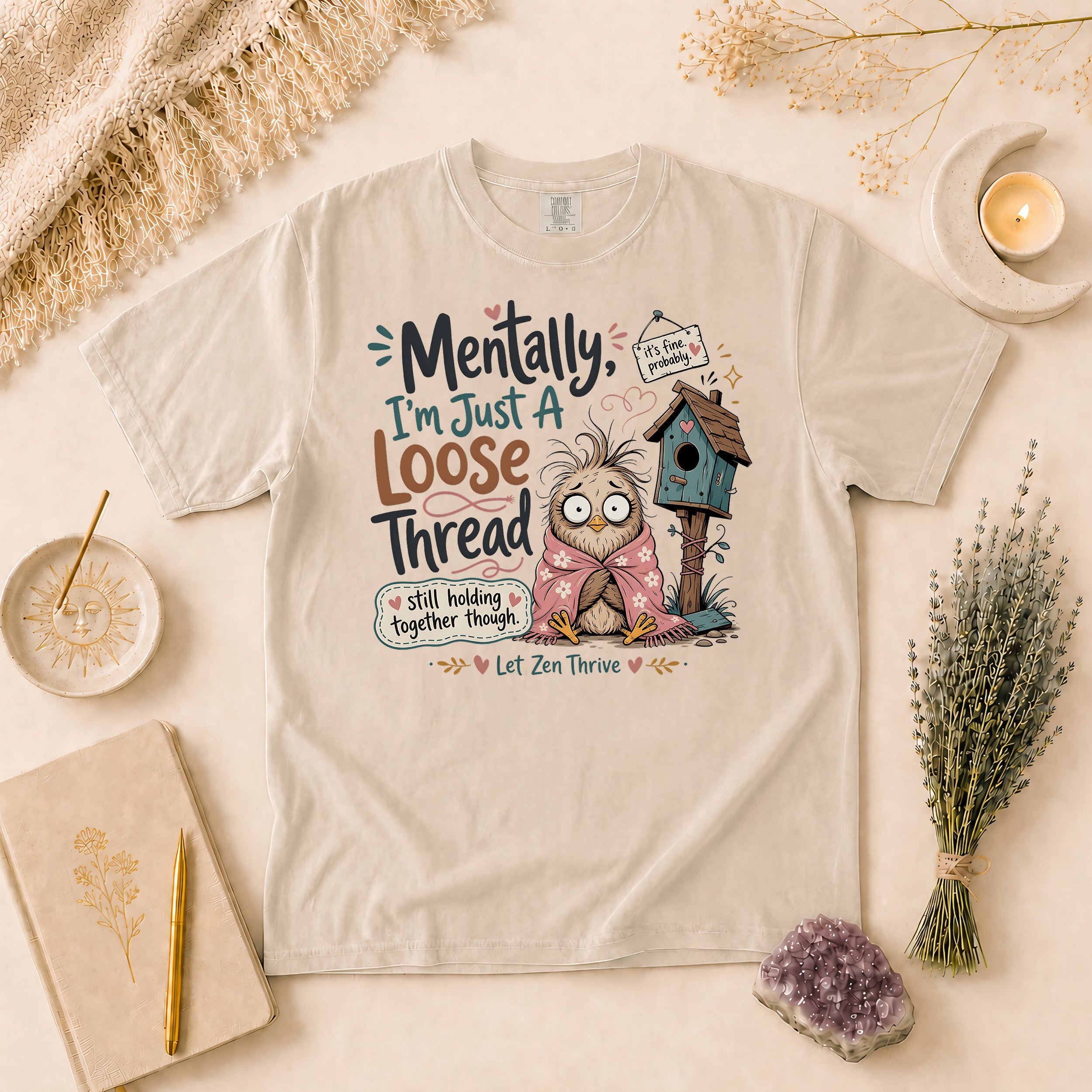 Mentally I'm Just A Loose Thread Tee, Anxiety Humor, Overthinker Gift for Her