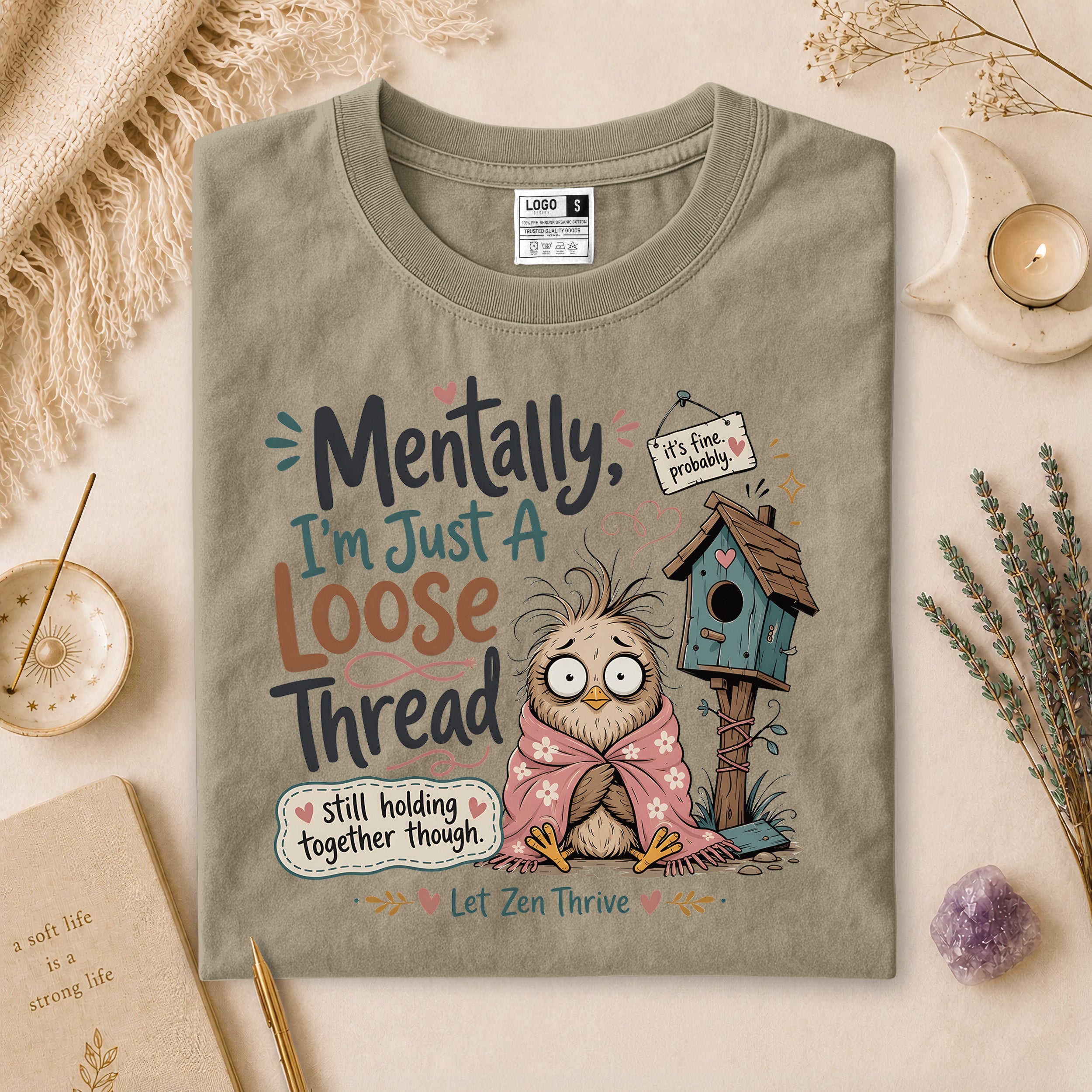 Mentally I'm Just A Loose Thread Tee, Anxiety Humor, Overthinker Gift for Her