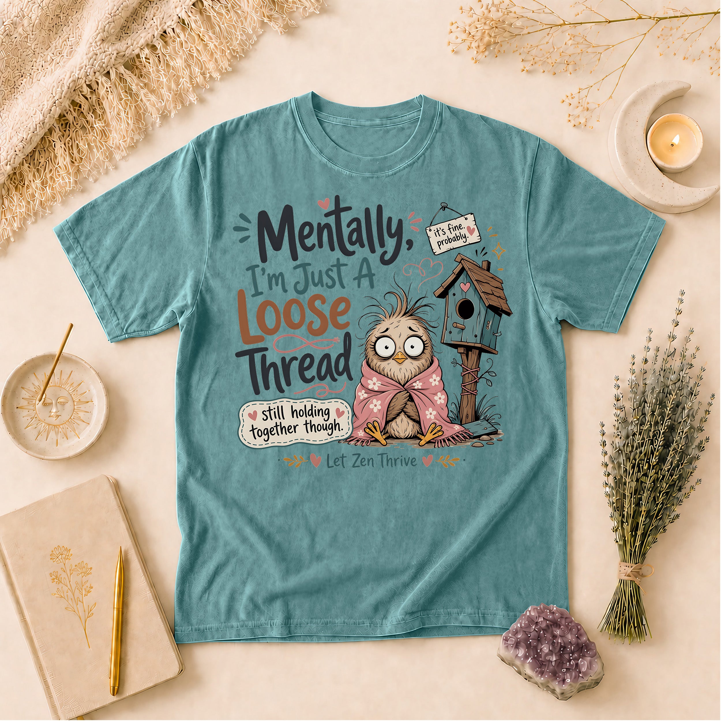 Mentally I'm Just A Loose Thread Tee, Anxiety Humor, Overthinker Gift for Her