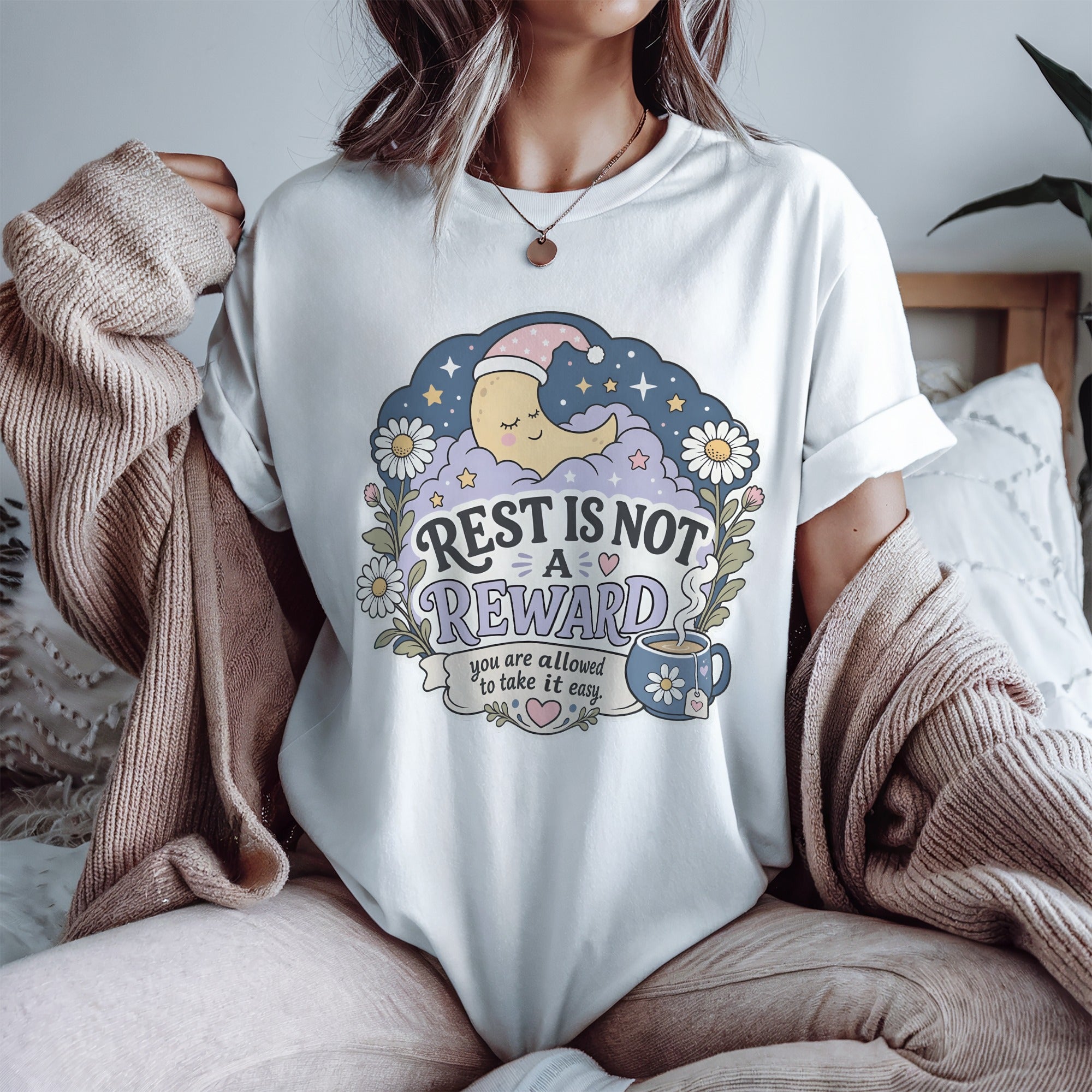Rest Is Not A Reward T-Shirt, Self-Care Relaxation Tee, Gift for Overthinkers
