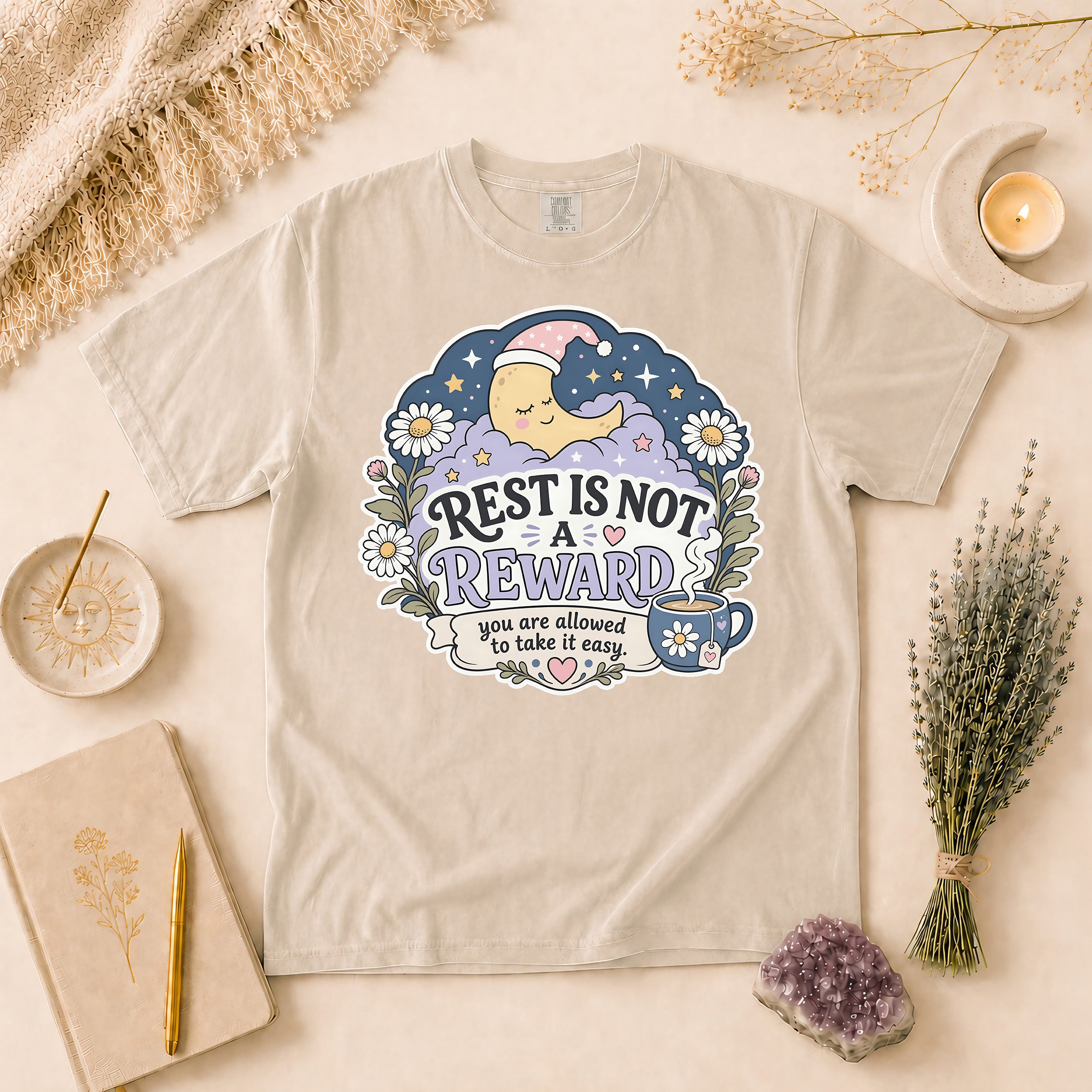 Rest Is Not A Reward T-Shirt, Self-Care Relaxation Tee, Gift for Overthinkers