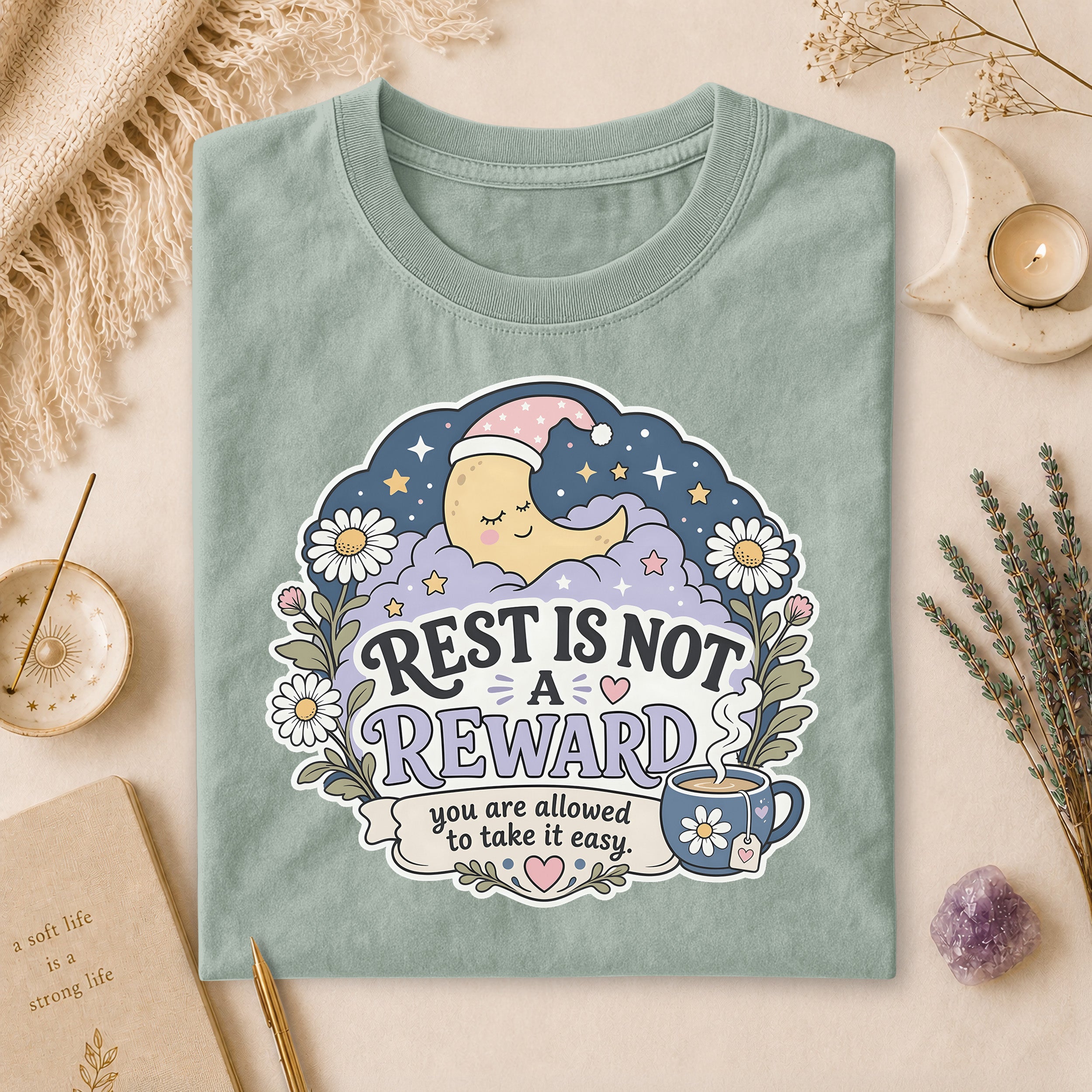 Rest Is Not A Reward T-Shirt, Self-Care Relaxation Tee, Gift for Overthinkers