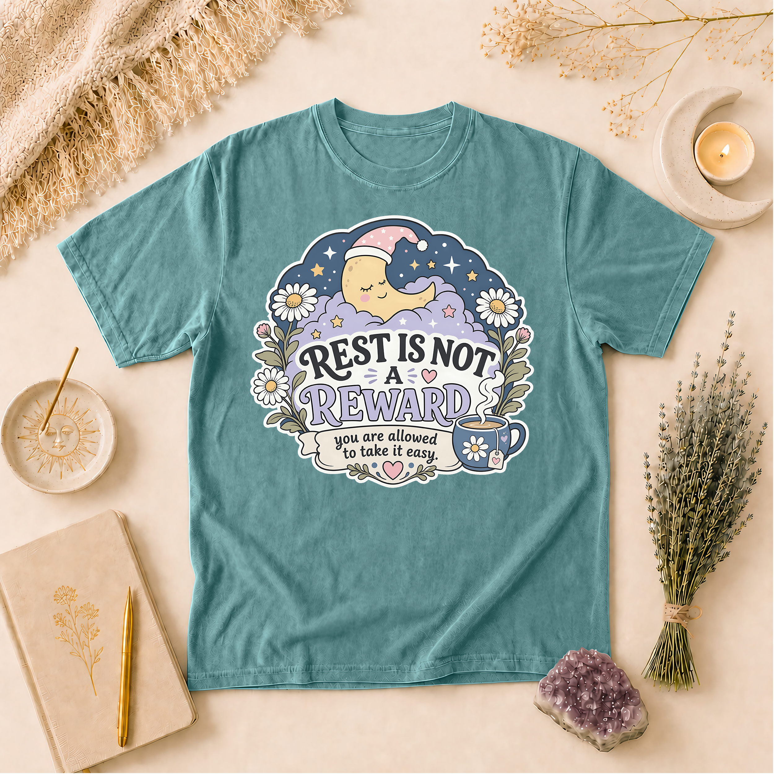 Rest Is Not A Reward T-Shirt, Self-Care Relaxation Tee, Gift for Overthinkers