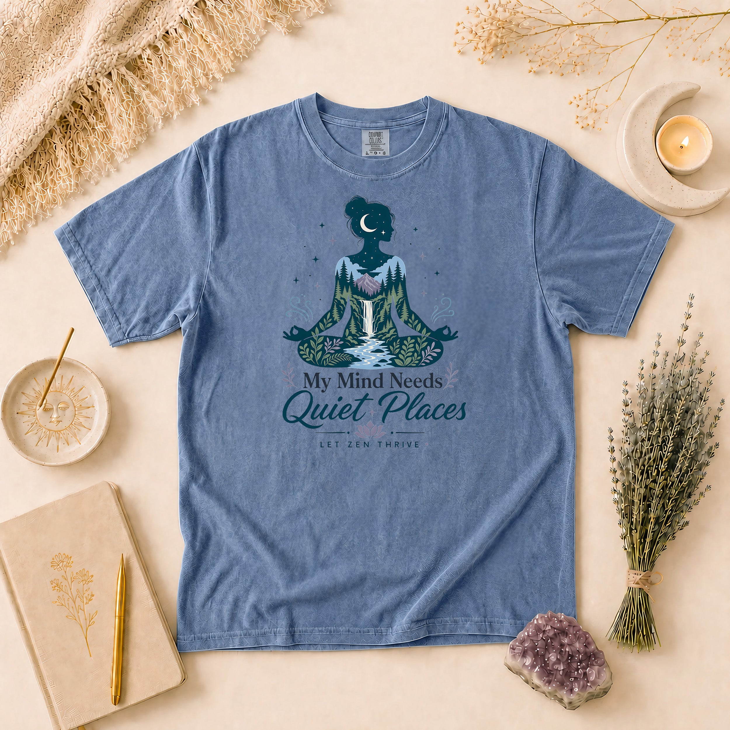 My Mind Needs Quiet Places Tee, Nature Therapy Gift for Spiritual Women