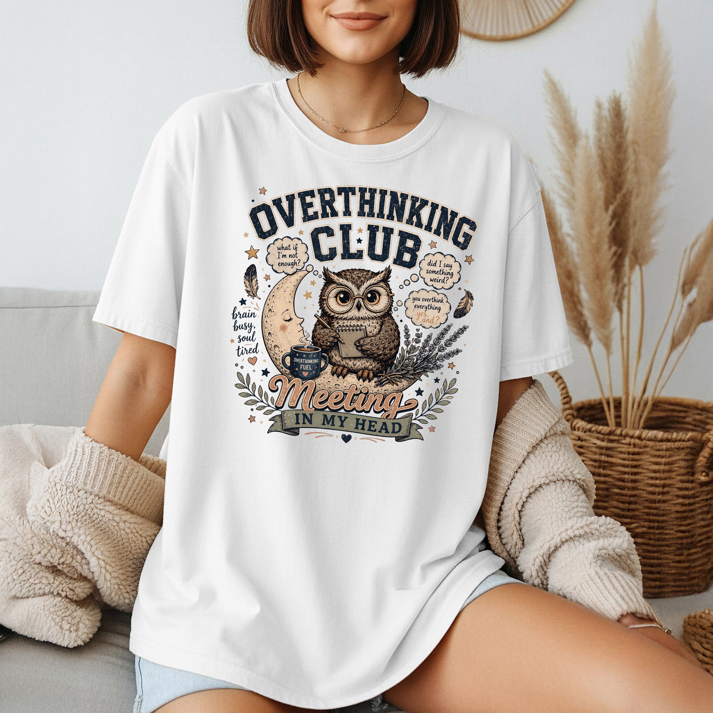 Overthinking Club Meeting In My Head Tee, Anxiety Humor Gift for Overthinkers