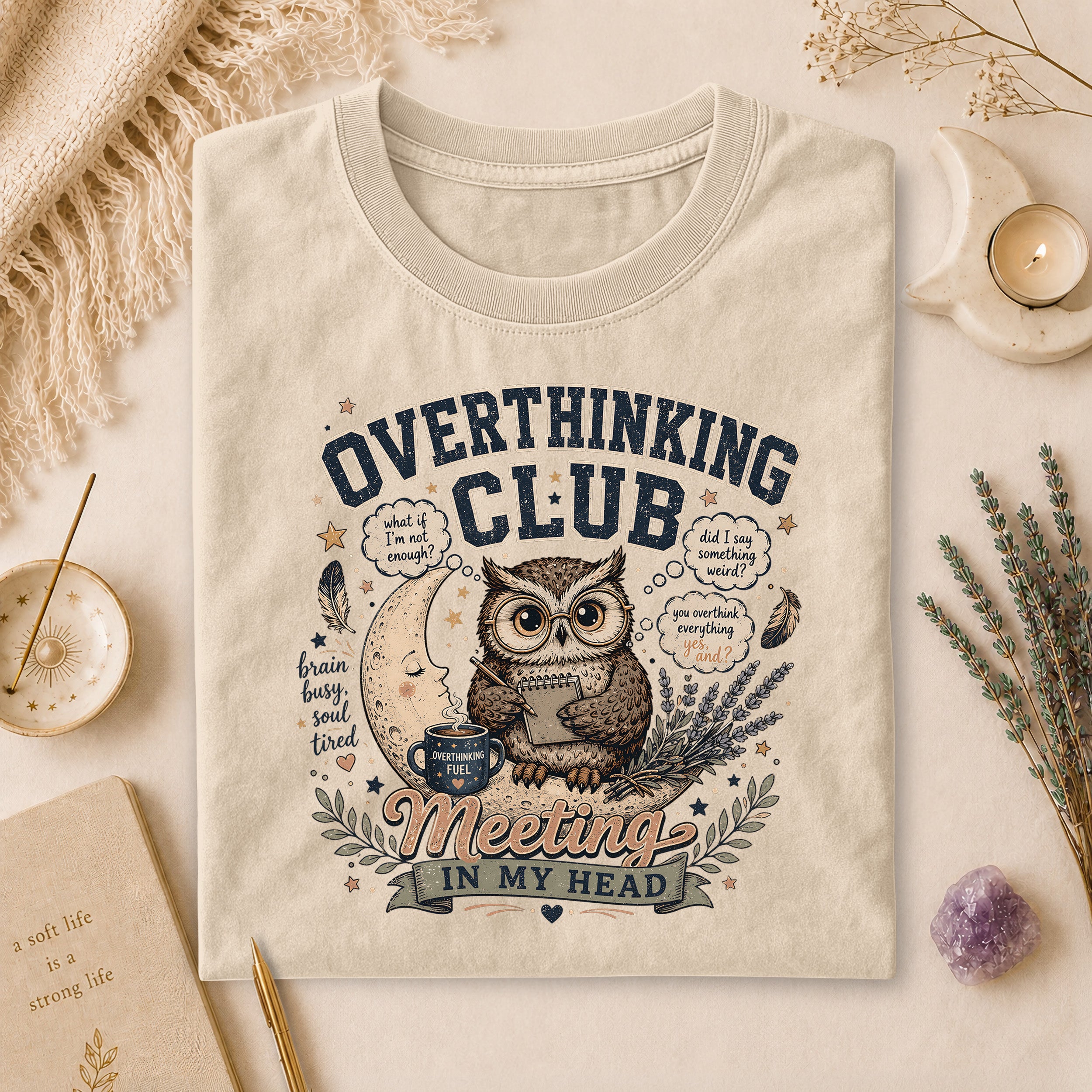 Overthinking Club Meeting In My Head Tee, Anxiety Humor Gift for Overthinkers