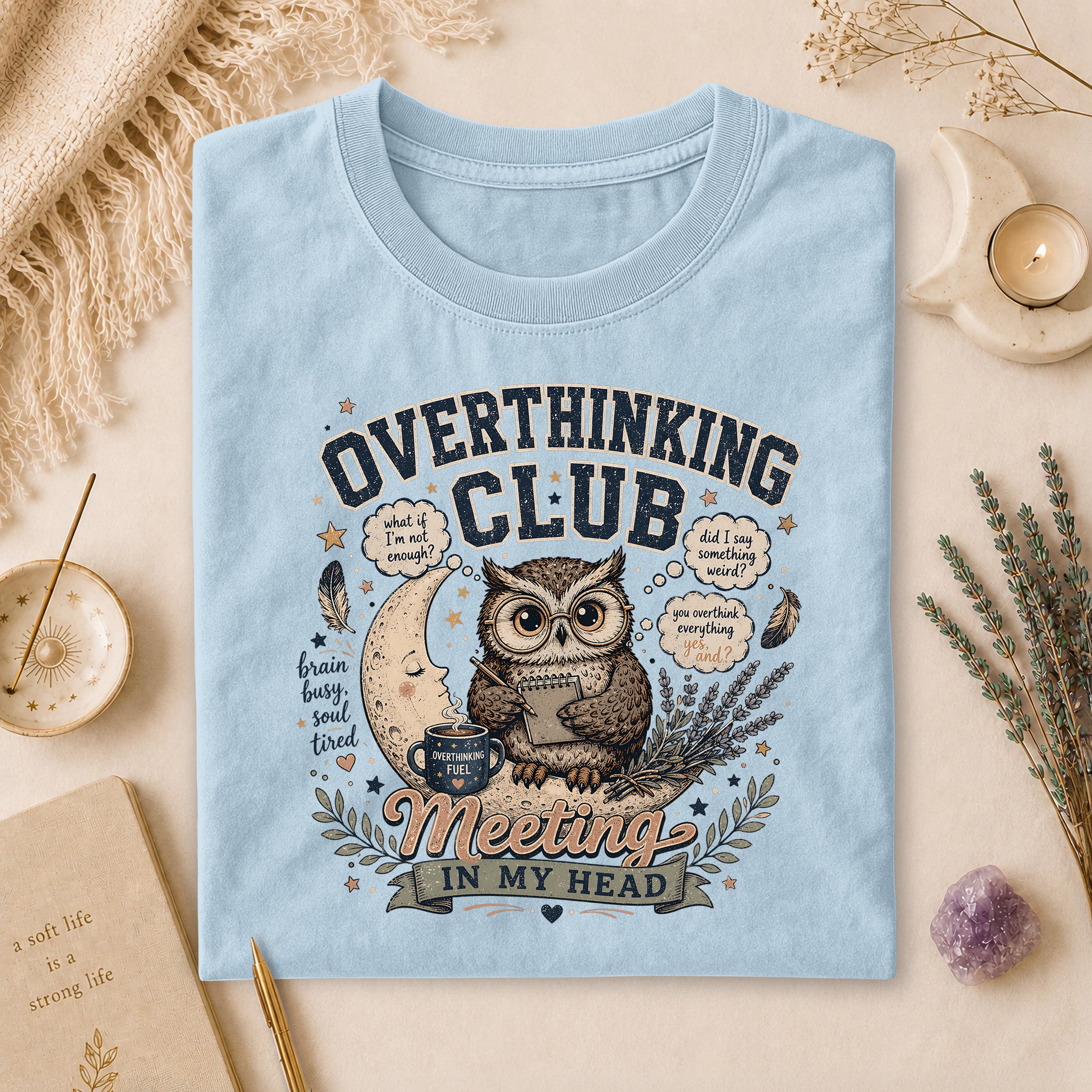 Overthinking Club Meeting In My Head Tee, Anxiety Humor Gift for Overthinkers