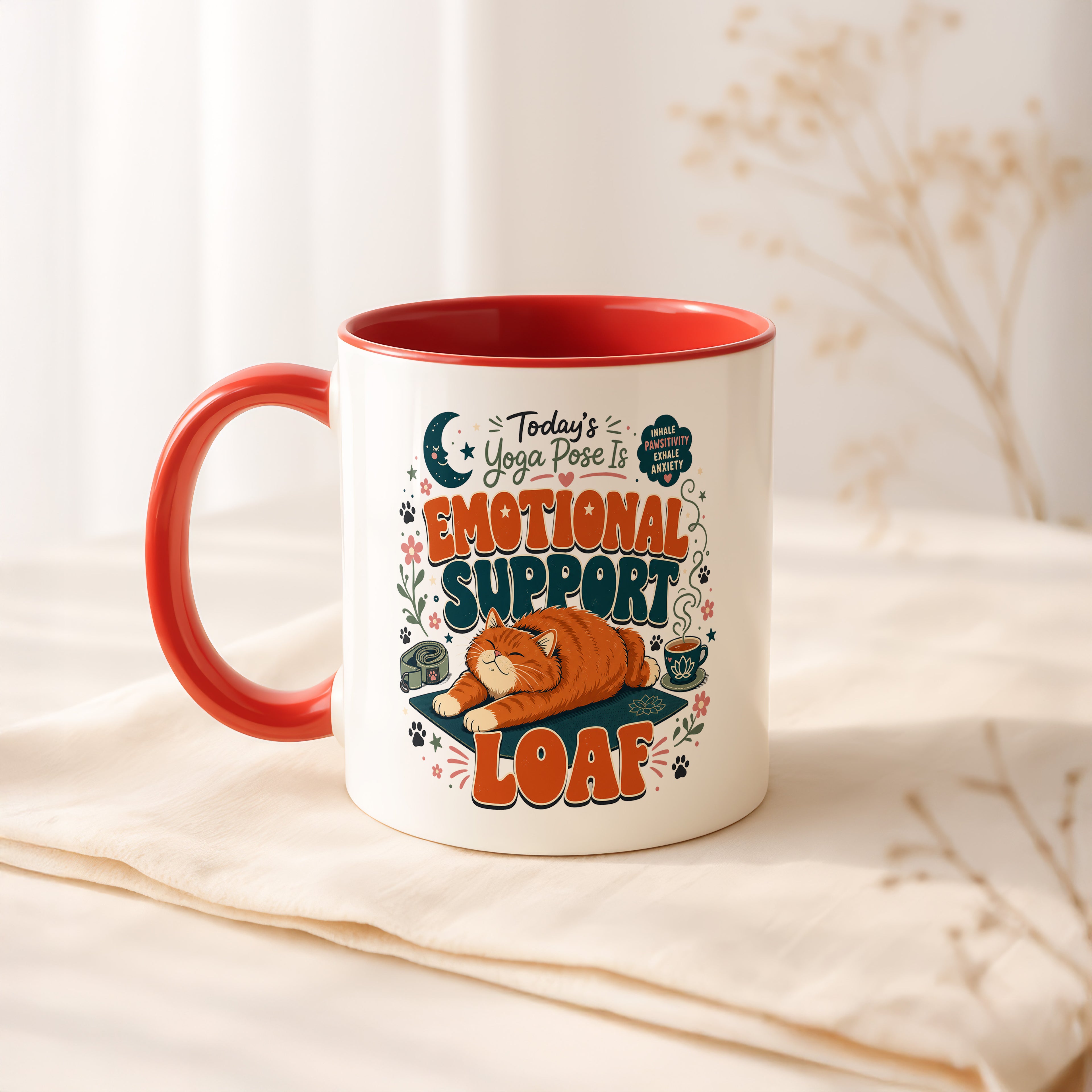Today's Yoga Pose Is Emotional Support Loaf Mug, Anxiety Humor Gift for Cat Lover. 11oz