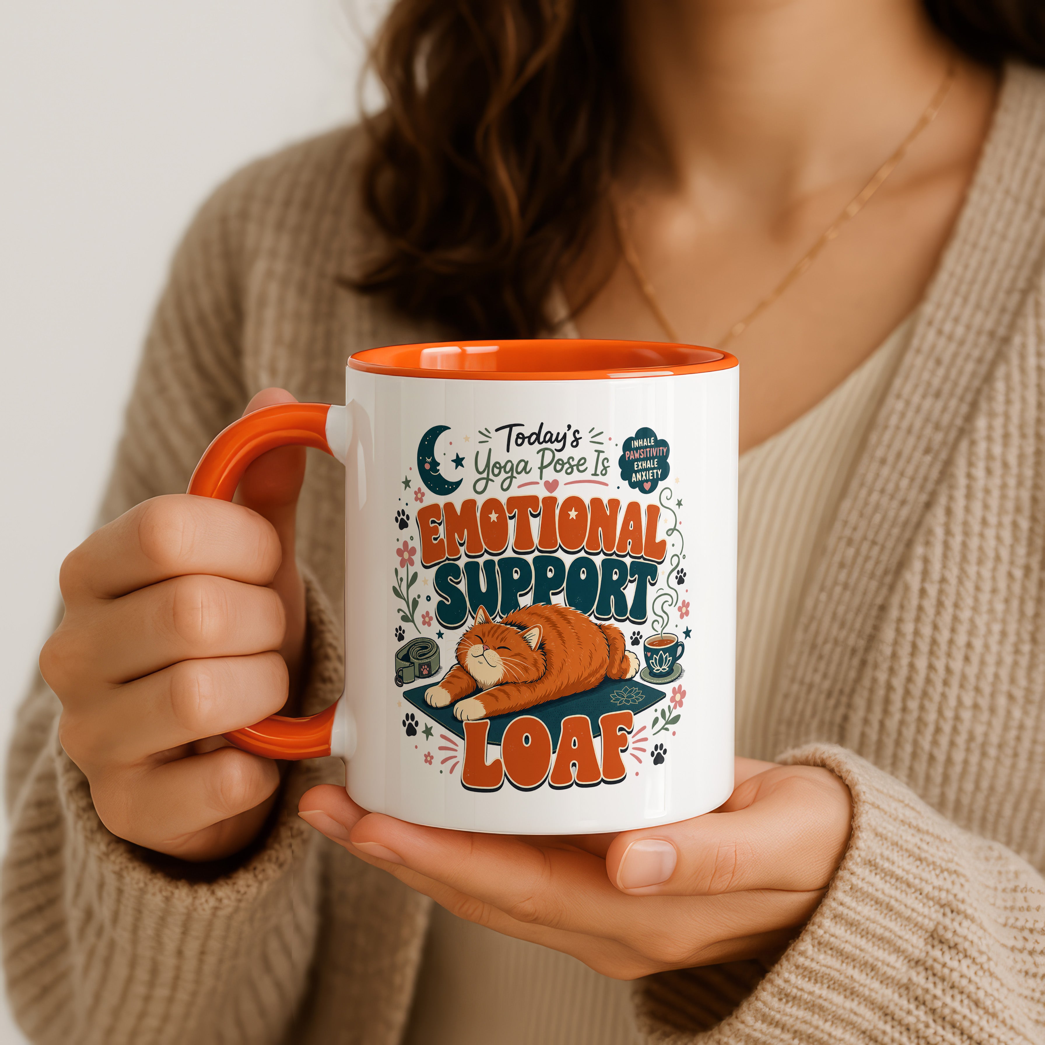 Today's Yoga Pose Is Emotional Support Loaf Mug, Anxiety Humor Gift for Cat Lover. 11oz
