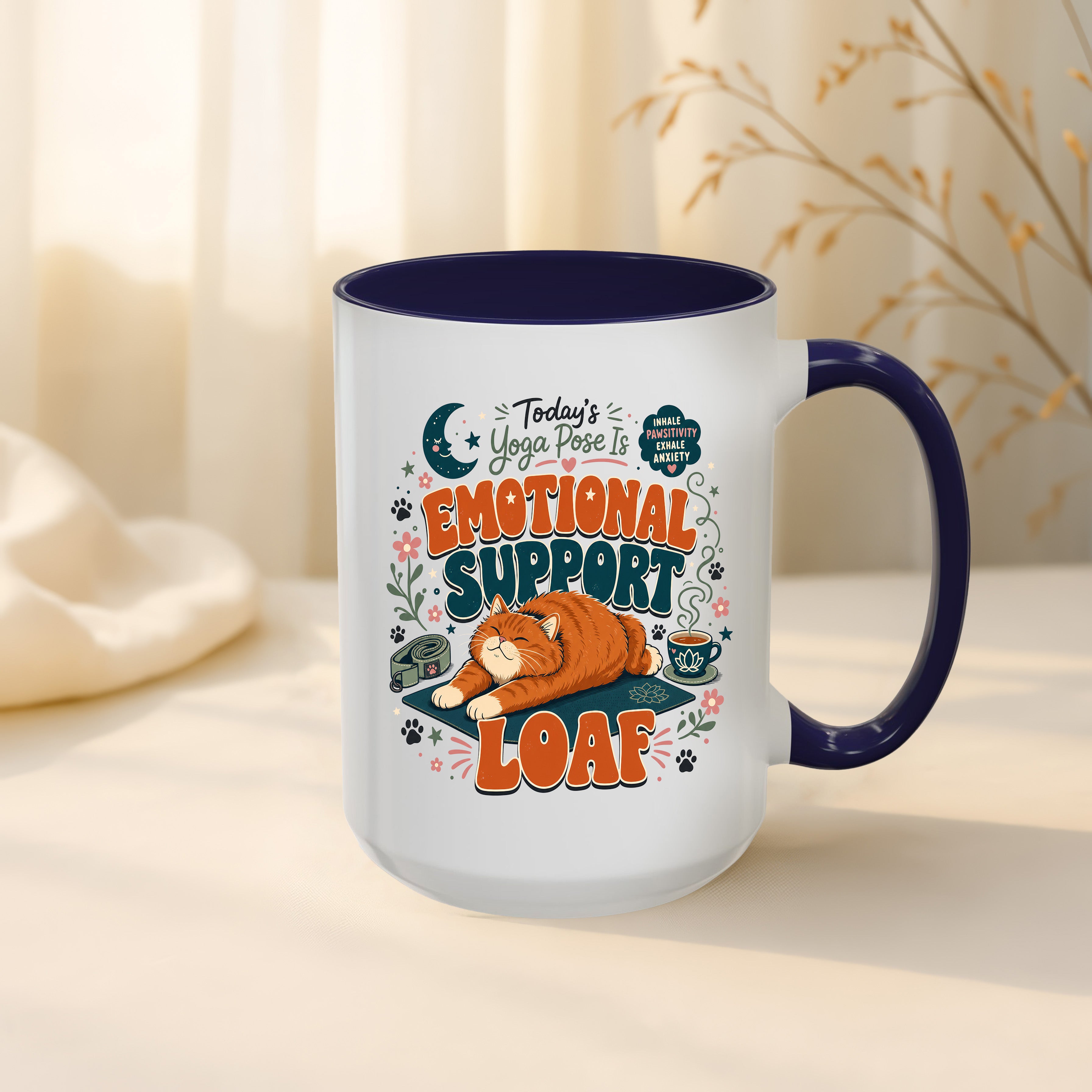 Today's Yoga Pose Is Emotional Support Loaf Mug, Overthinker Gift for Yoga Friend. 15 oz