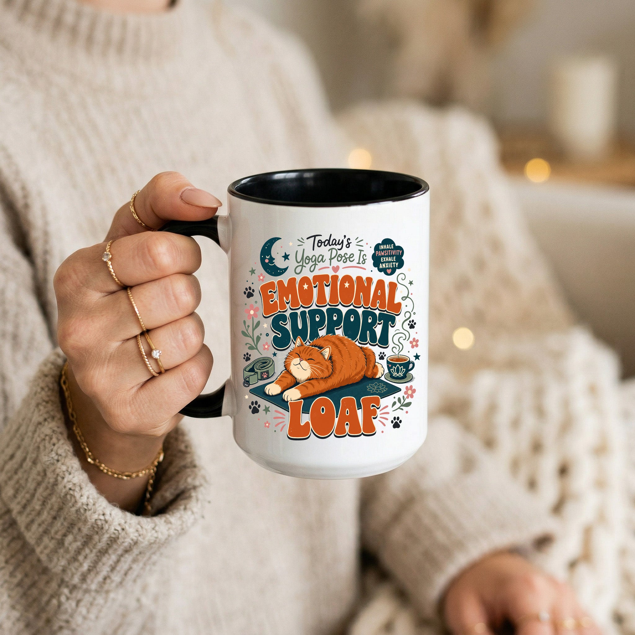 Today's Yoga Pose Is Emotional Support Loaf Mug, Overthinker Gift for Yoga Friend. 15 oz