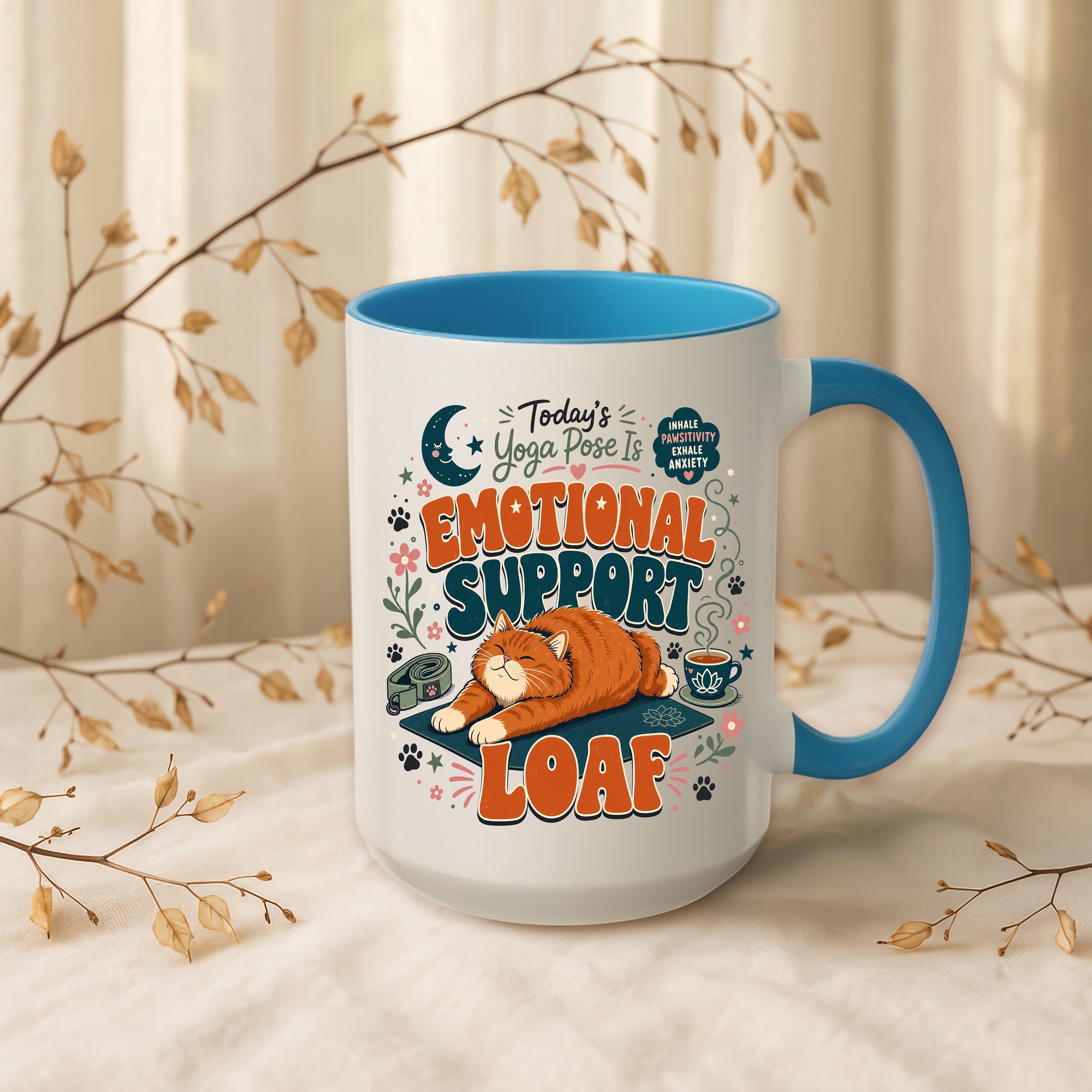 Today's Yoga Pose Is Emotional Support Loaf Mug, Overthinker Gift for Yoga Friend. 15 oz