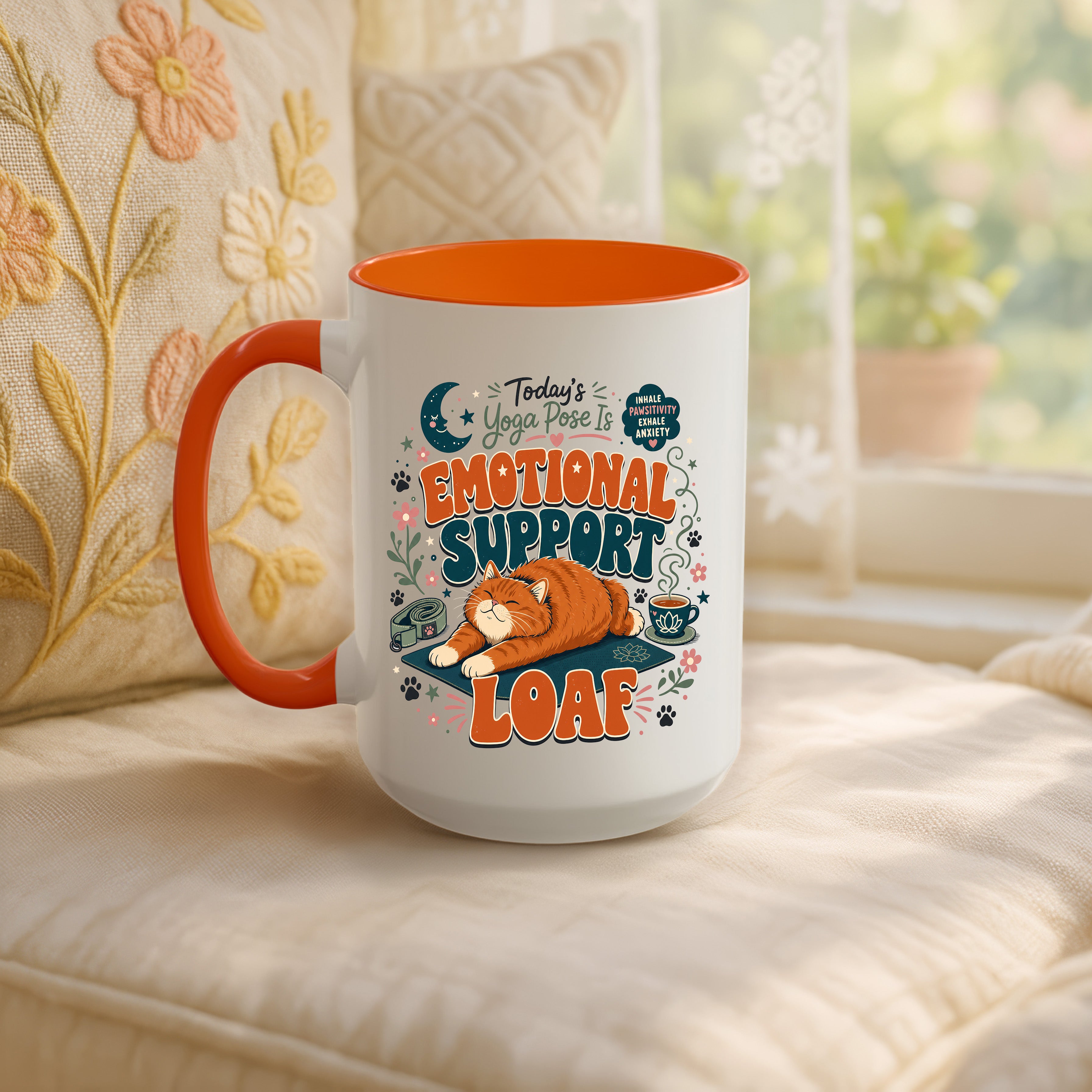 Today's Yoga Pose Is Emotional Support Loaf Mug, Overthinker Gift for Yoga Friend. 15 oz