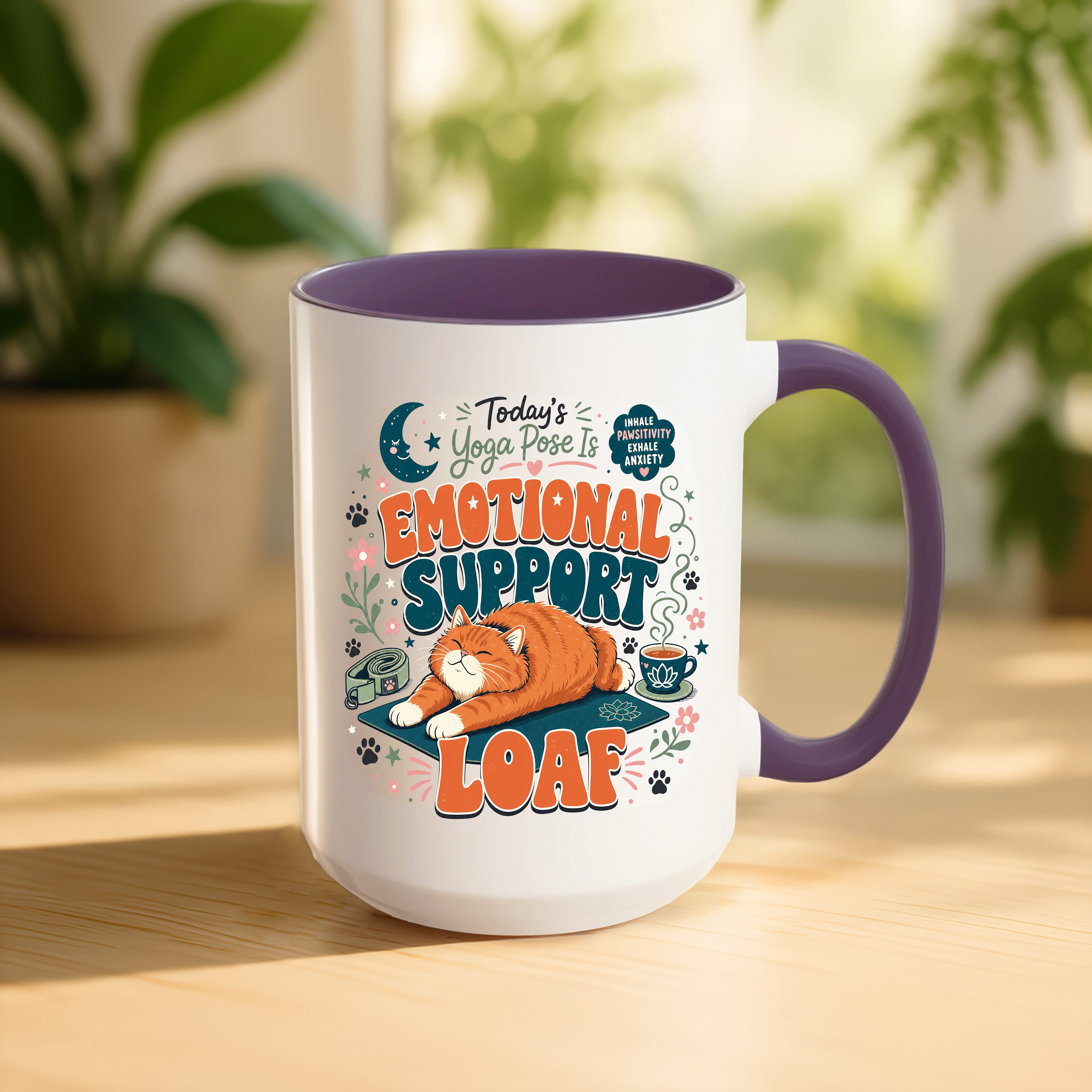 Today's Yoga Pose Is Emotional Support Loaf Mug, Overthinker Gift for Yoga Friend. 15 oz