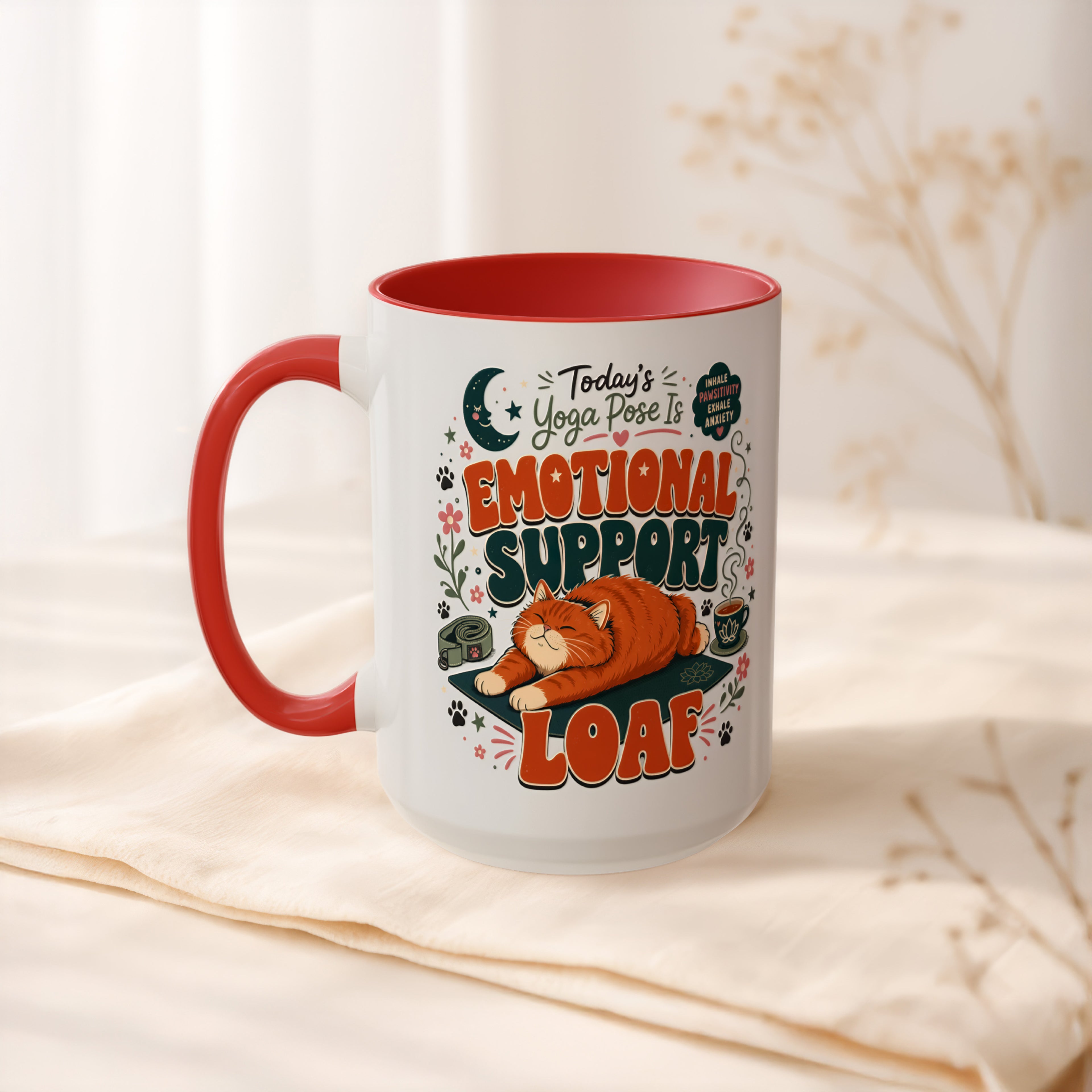 Today's Yoga Pose Is Emotional Support Loaf Mug, Overthinker Gift for Yoga Friend. 15 oz