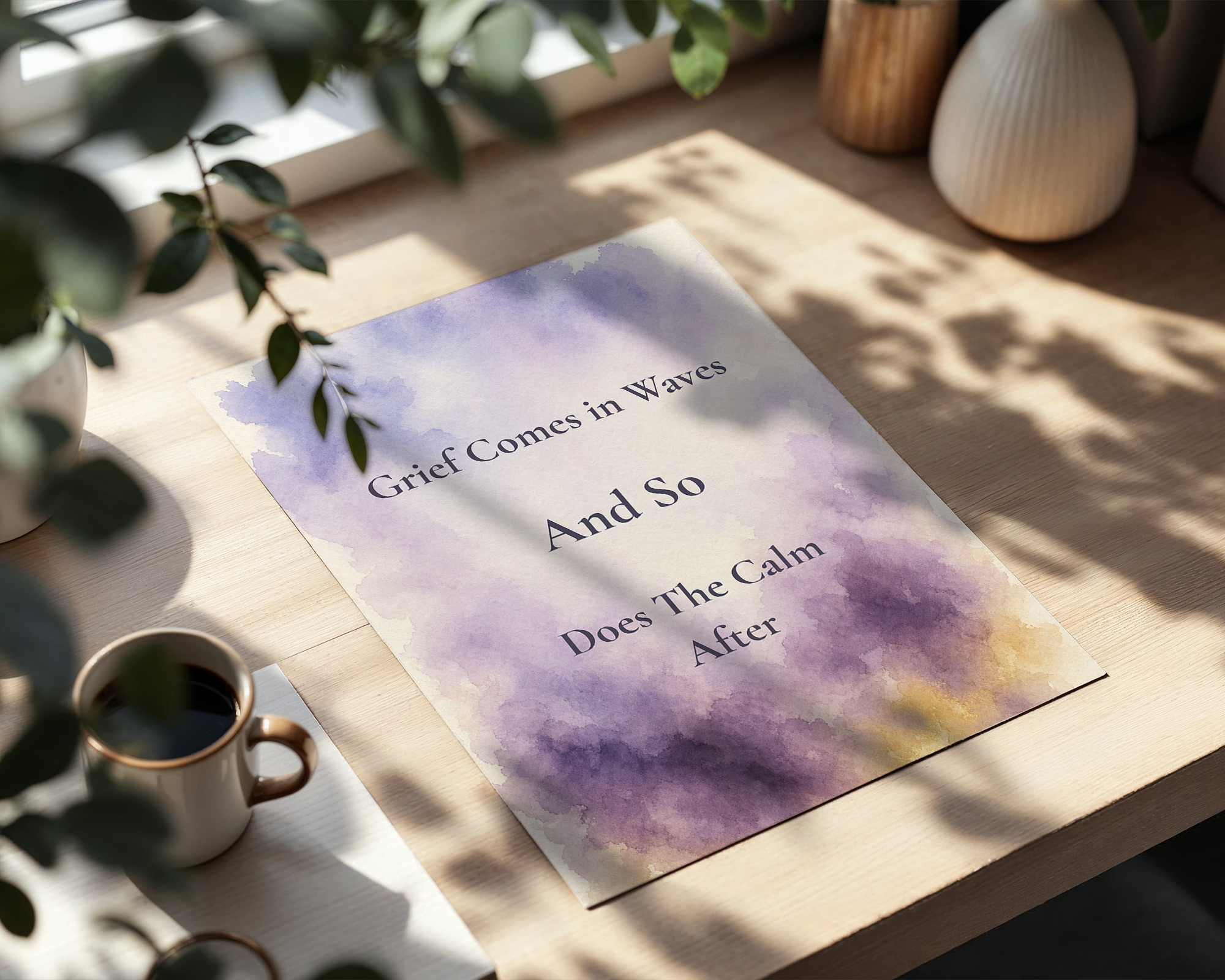 Grief Comes in Waves Poster. Grief & Loss Wall Art, Watercolor Memorial Print