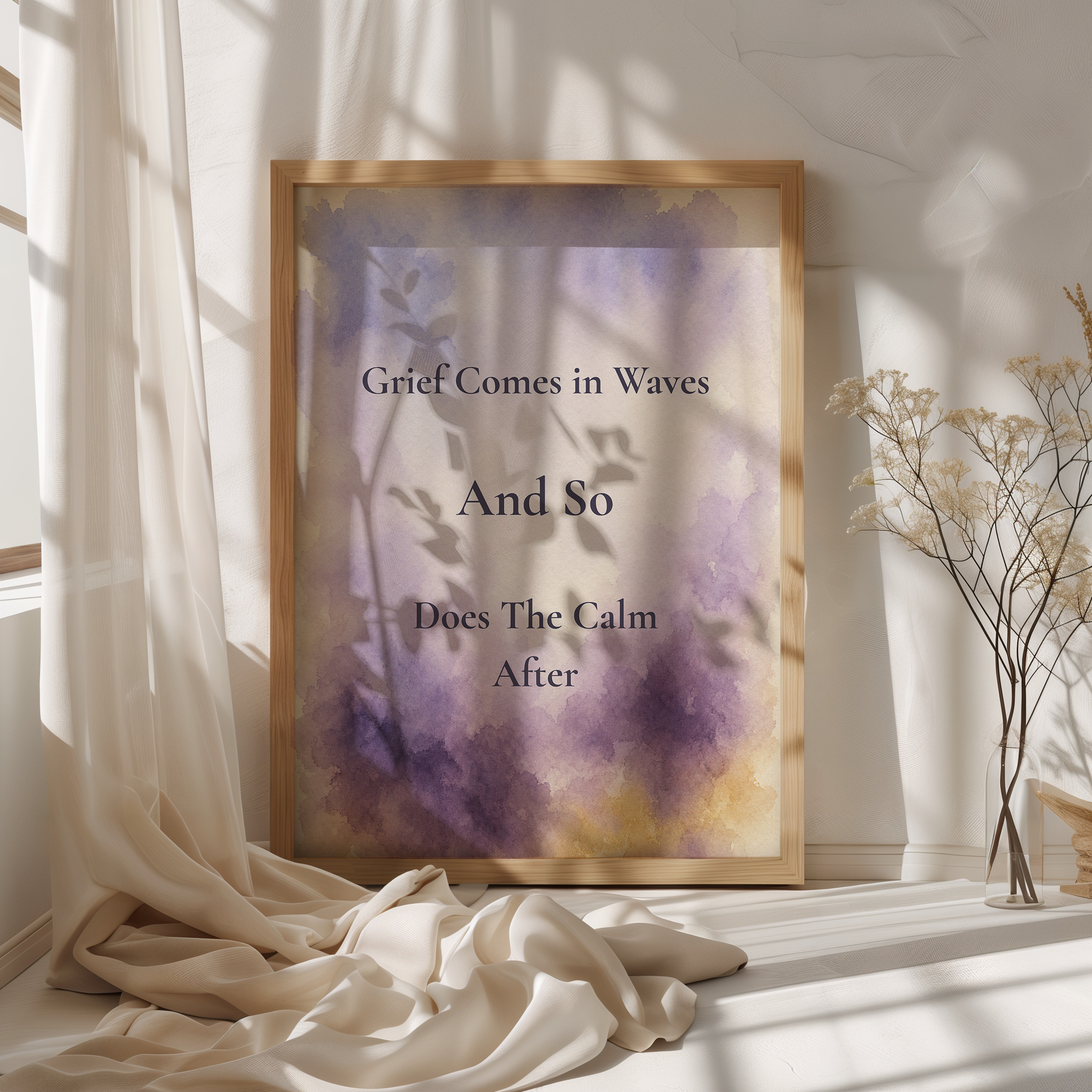 Grief Comes in Waves Poster. Grief & Loss Wall Art, Watercolor Memorial Print