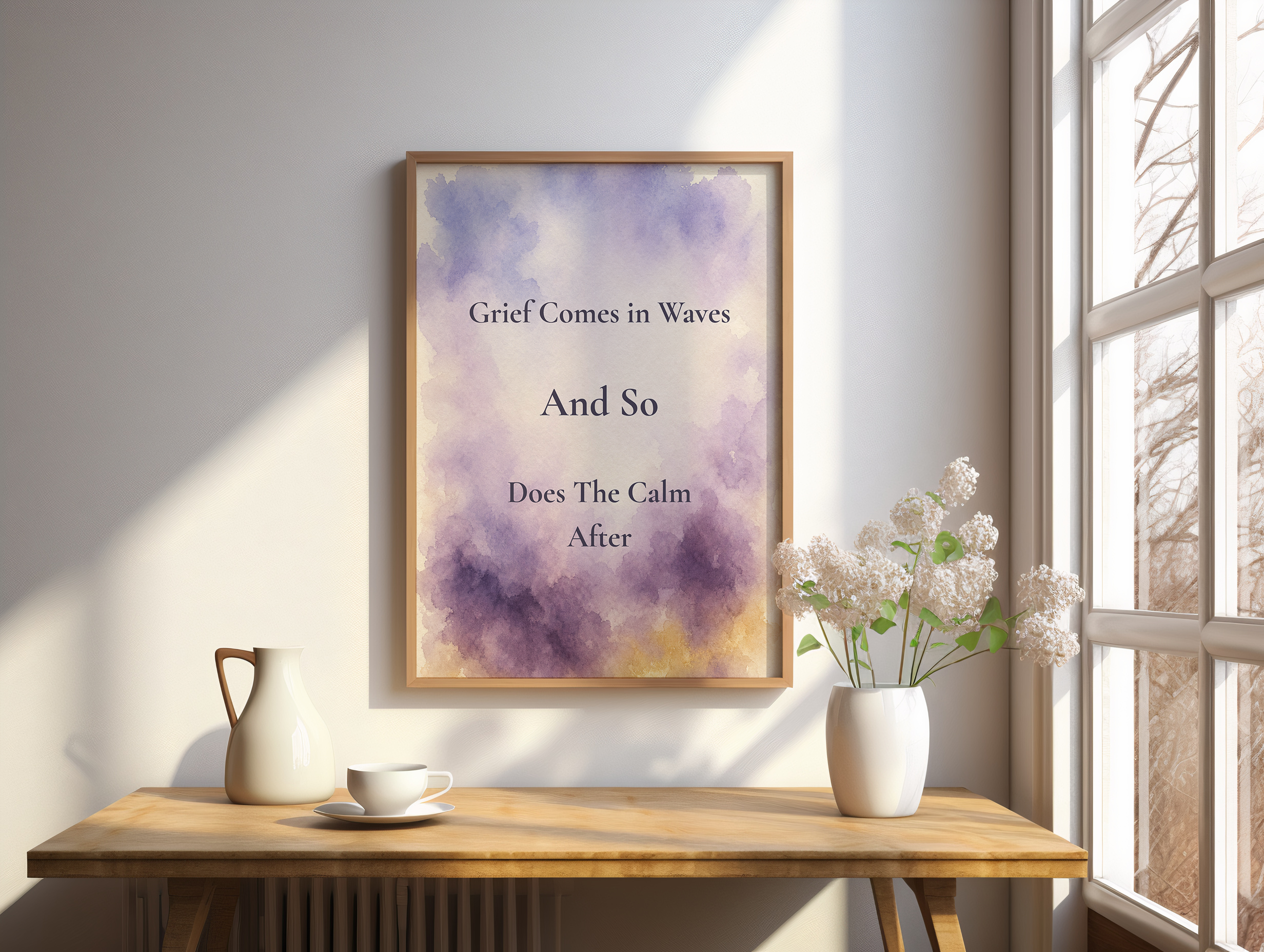Grief Comes in Waves Poster. Grief & Loss Wall Art, Watercolor Memorial Print