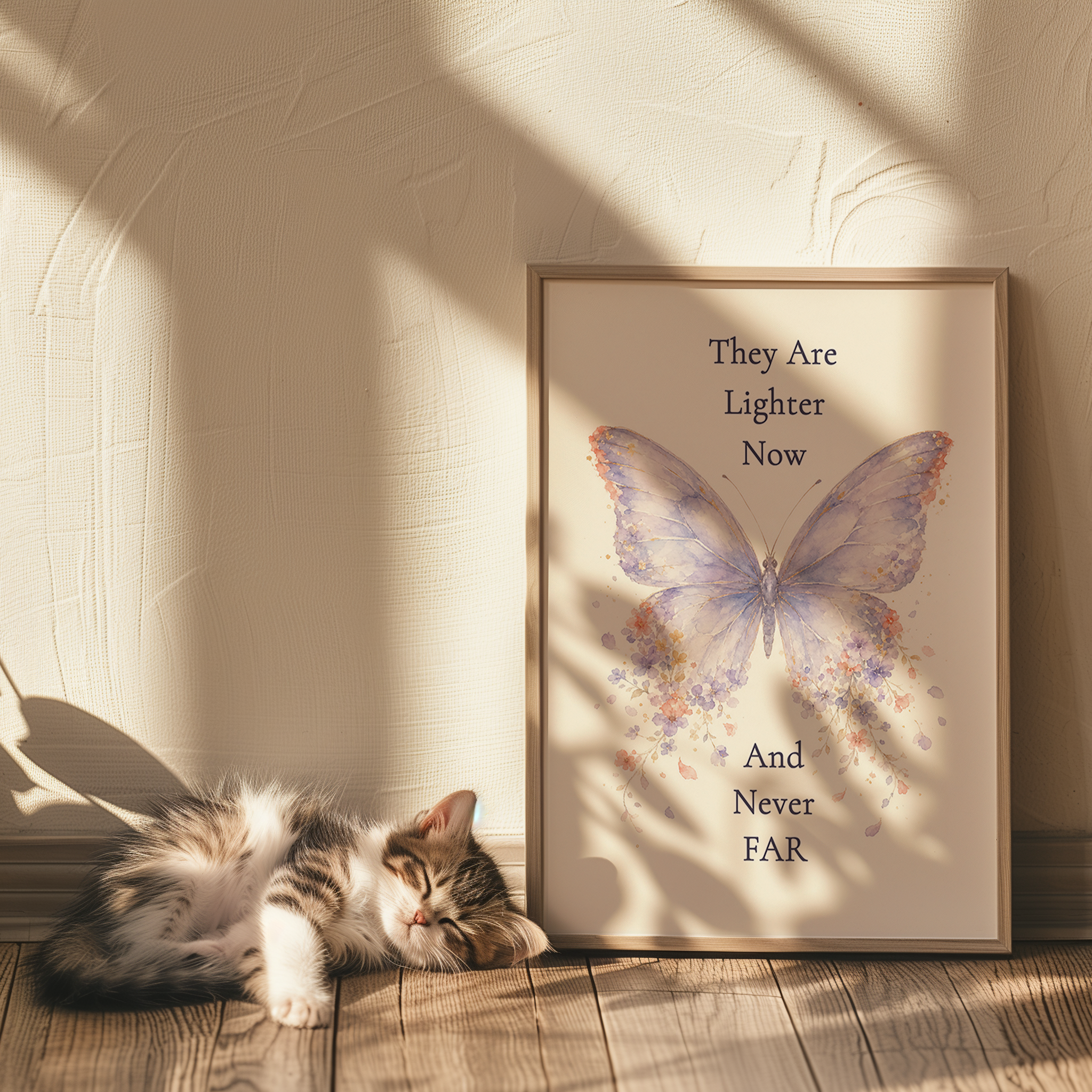 They Are Lighter Now Poster. Butterfly Memorial Wall Art, Loss of a Loved One Print