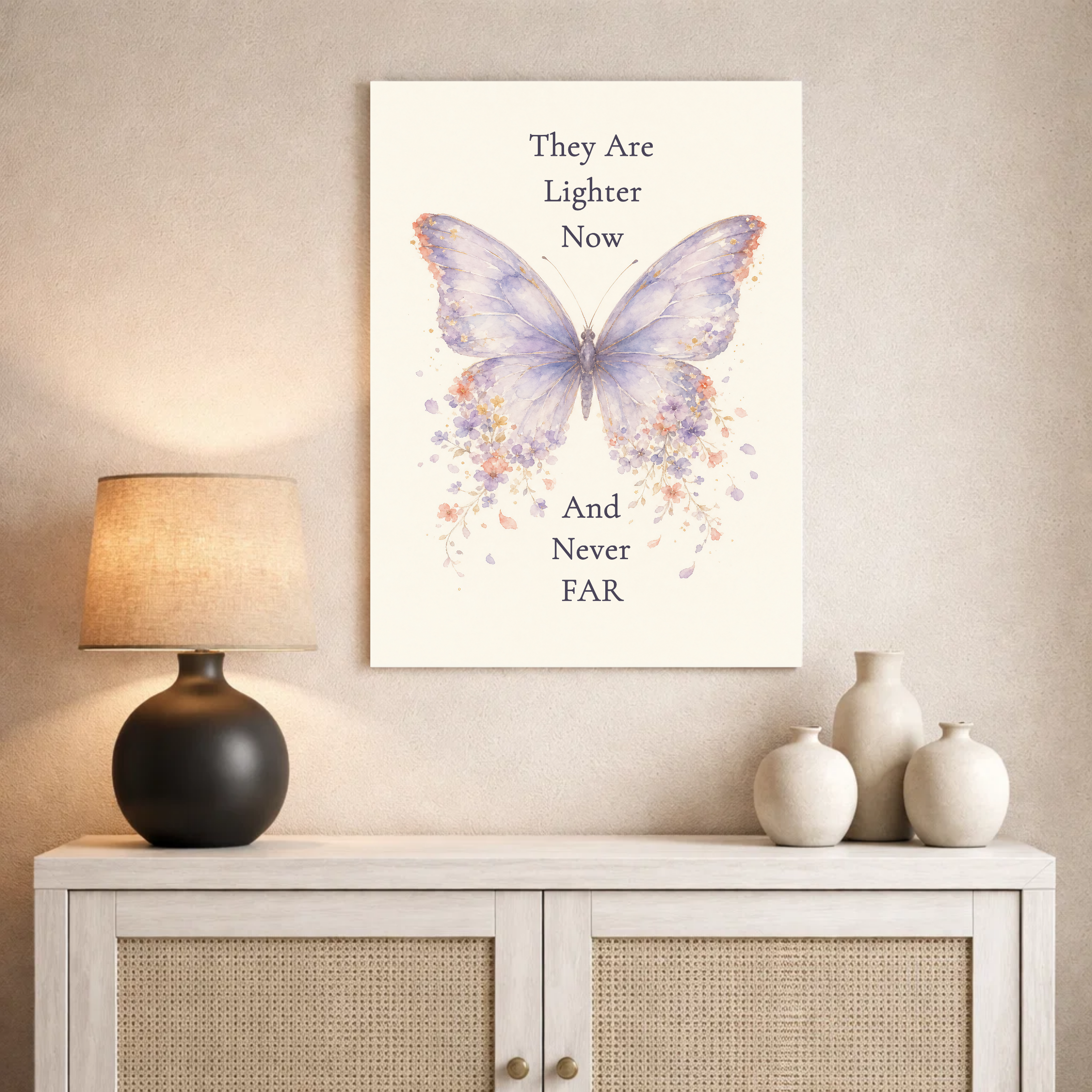 They Are Lighter Now Poster. Butterfly Memorial Wall Art, Loss of a Loved One Print