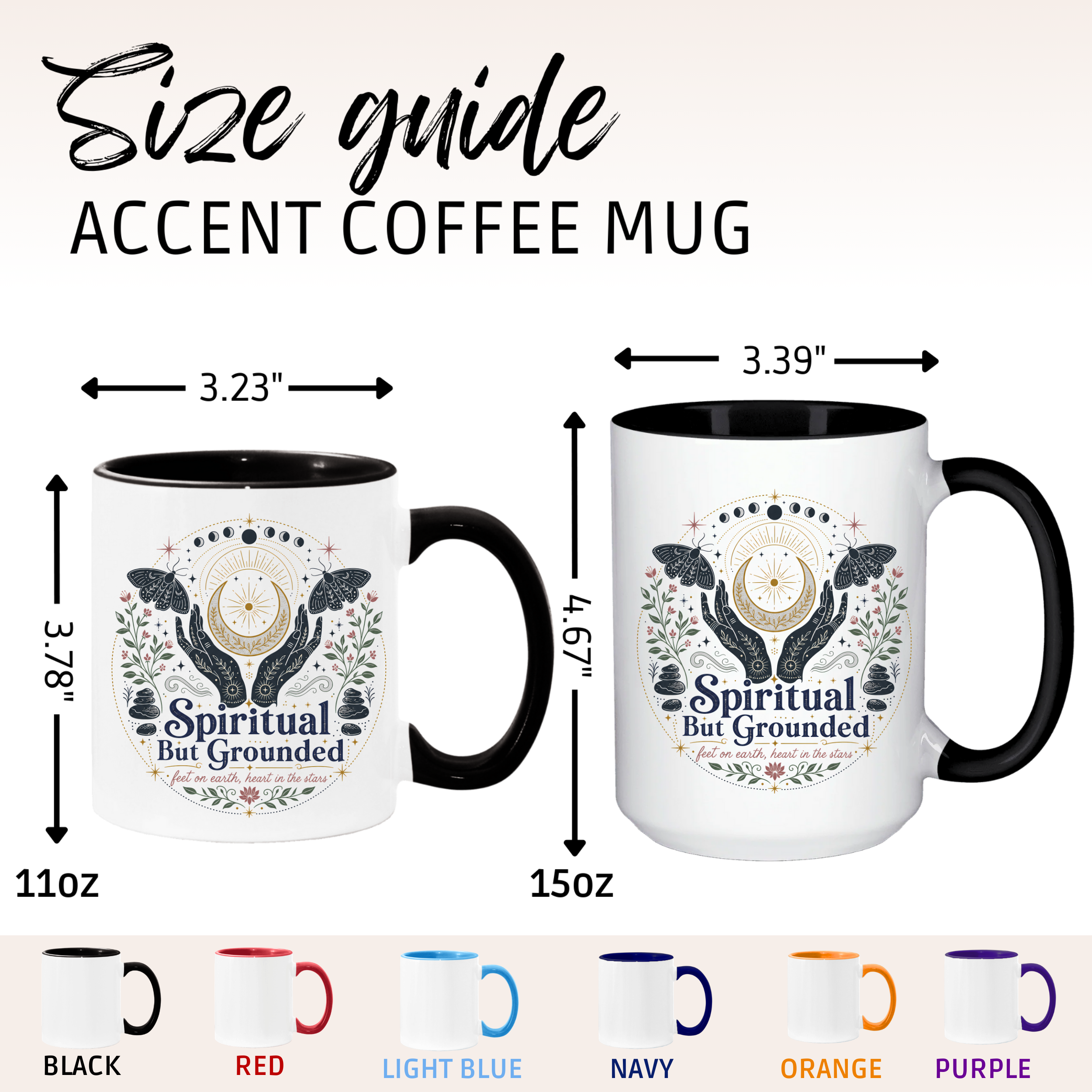 Spiritual But Grounded Mug, Celestial Moon Phase Coffee Cup, Mystic Botanical Gift