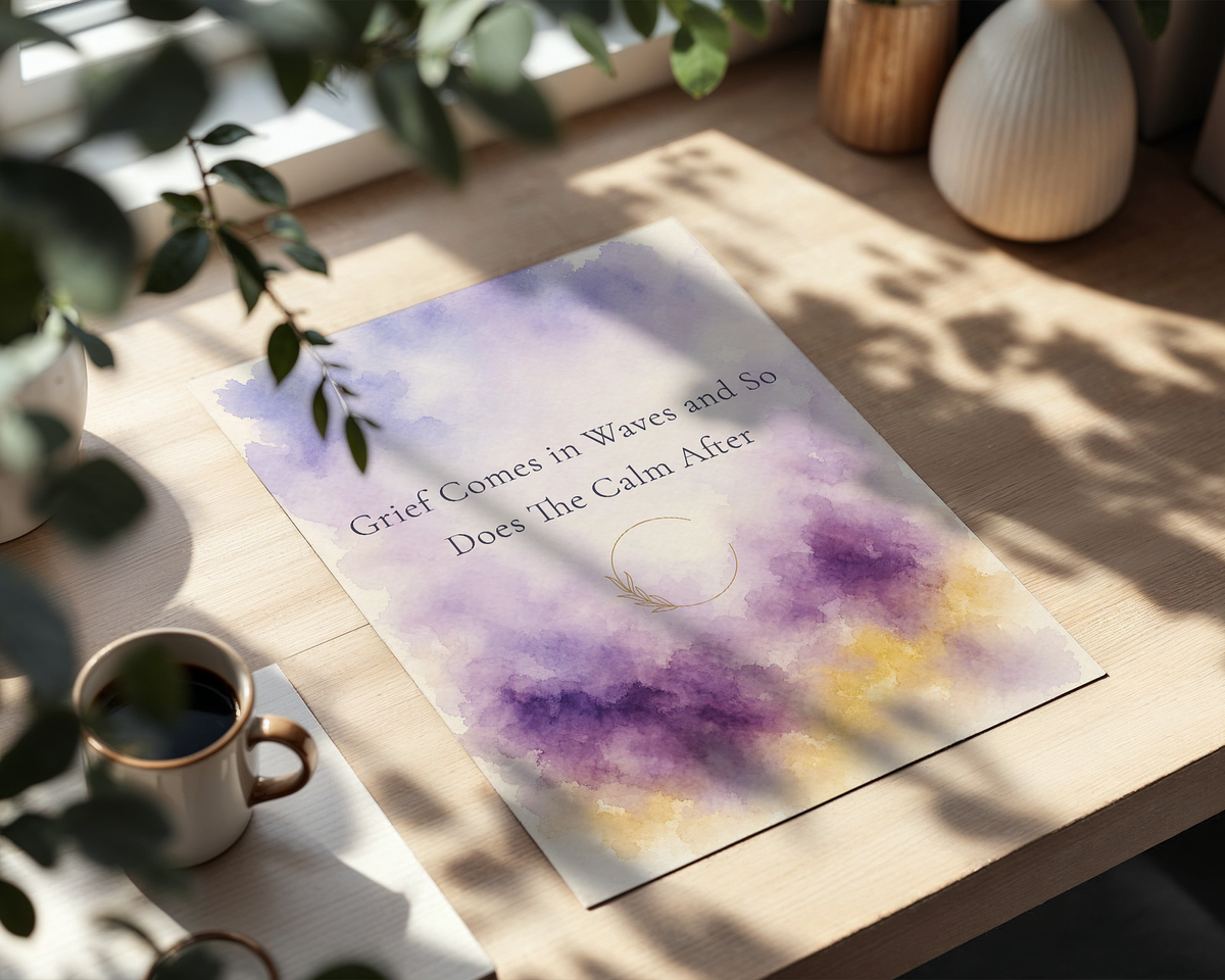 Grief Comes in Waves Poster. Grief & Loss Wall Art, Watercolor Memorial Print