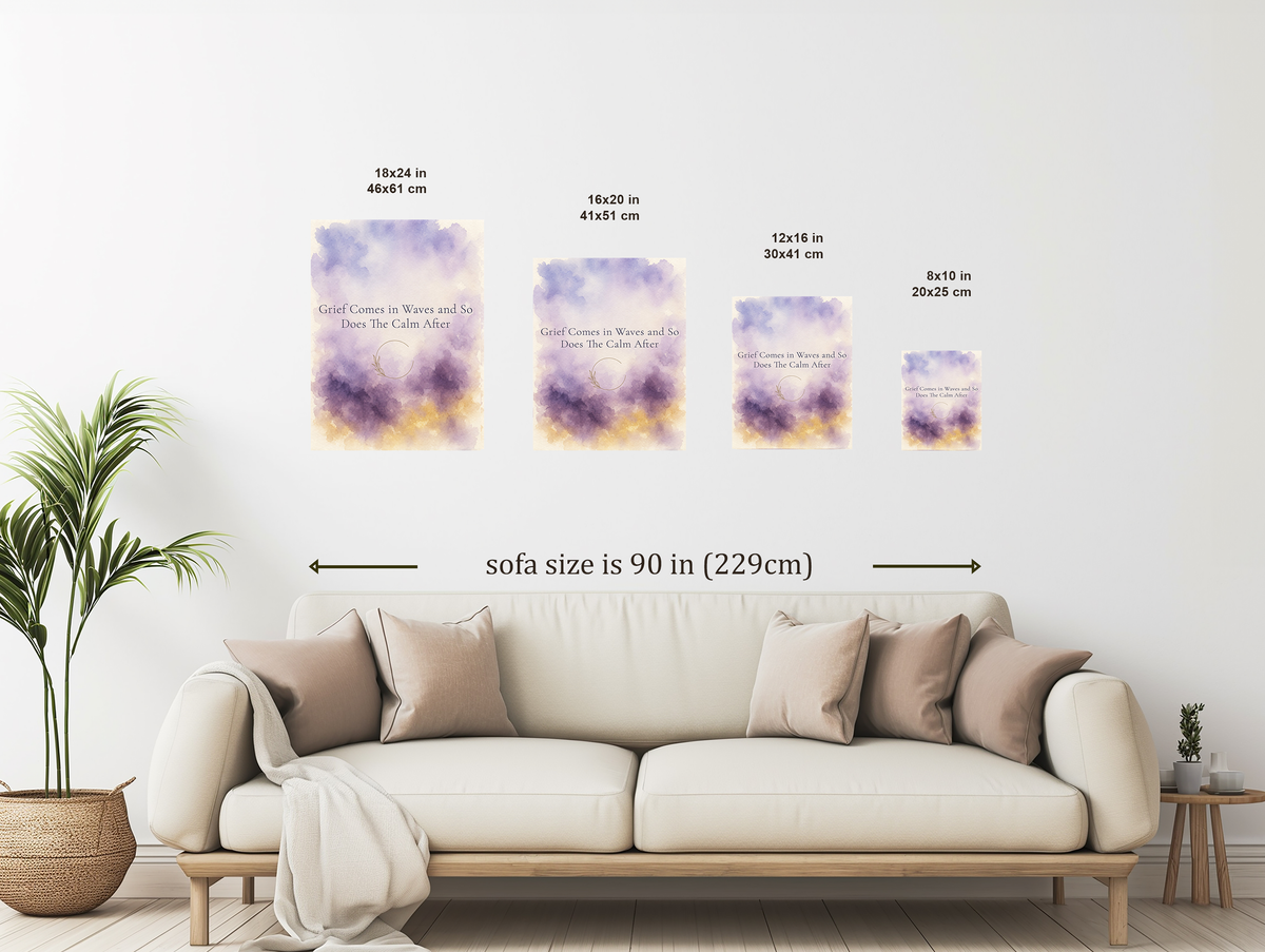Grief Comes in Waves Poster. Grief & Loss Wall Art, Watercolor Memorial Print
