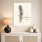 He Taught Me The Sky Poster — Loss of a Father Wall Art, Feather Memorial Print