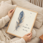 He Taught Me The Sky Poster — Loss of a Father Wall Art, Feather Memorial Print