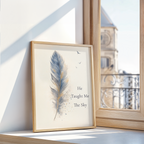 He Taught Me The Sky Poster — Loss of a Father Wall Art, Feather Memorial Print