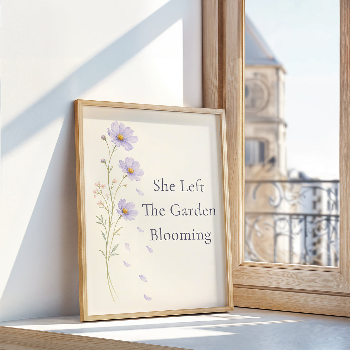 She Left The Garden Blooming Poster, Loss of a Mother Sympathy Wall Art. Unframed