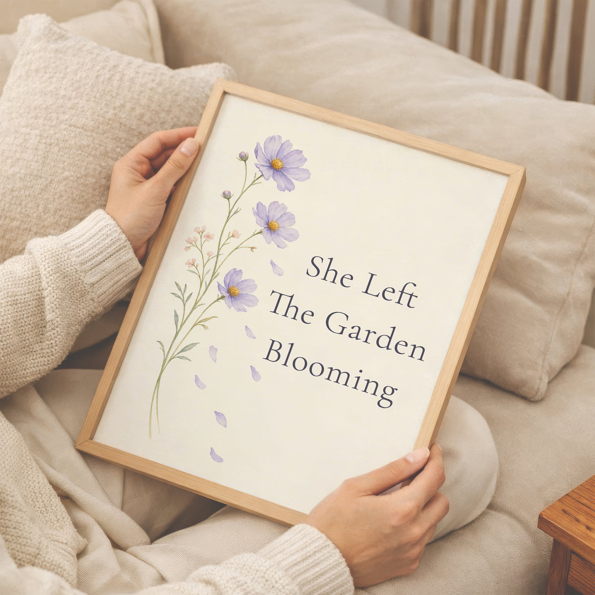 She Left The Garden Blooming Poster, Loss of a Mother Sympathy Wall Art. Unframed