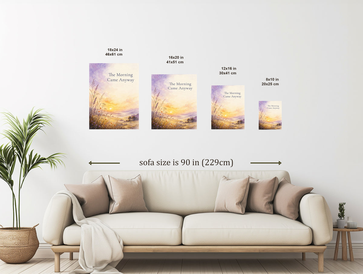 The Morning Came Anyway Poster, Sunrise New Beginnings Wall Art Print. Unframed