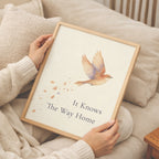 It Knows The Way Home Poster, Bird Sympathy and Memorial Wall Art Print. Unframed