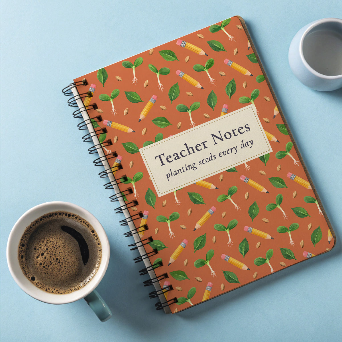 Teacher Notes Notebook, Seedling Pattern Teacher Appreciation Gift, 6 x 8