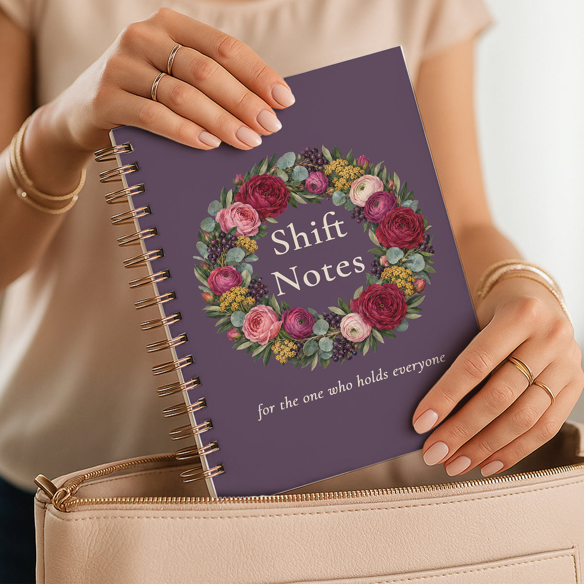 Shift Notes Notebook, Botanical Wreath Gift for Nurses & Caregivers, 6 x 8