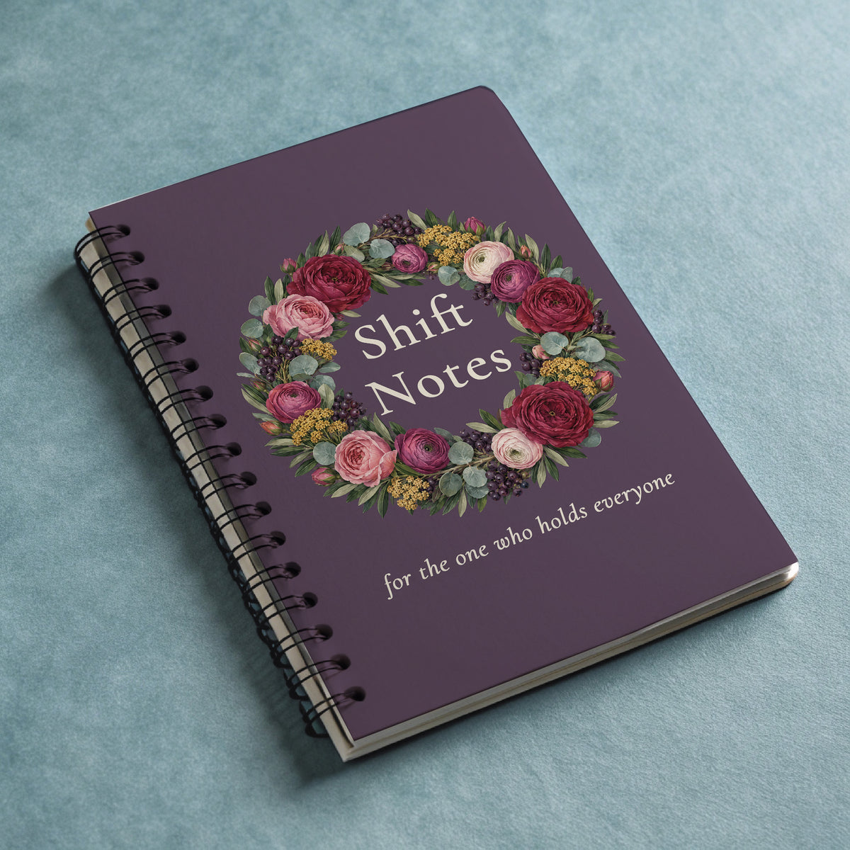 Shift Notes Notebook, Botanical Wreath Gift for Nurses & Caregivers, 6 x 8