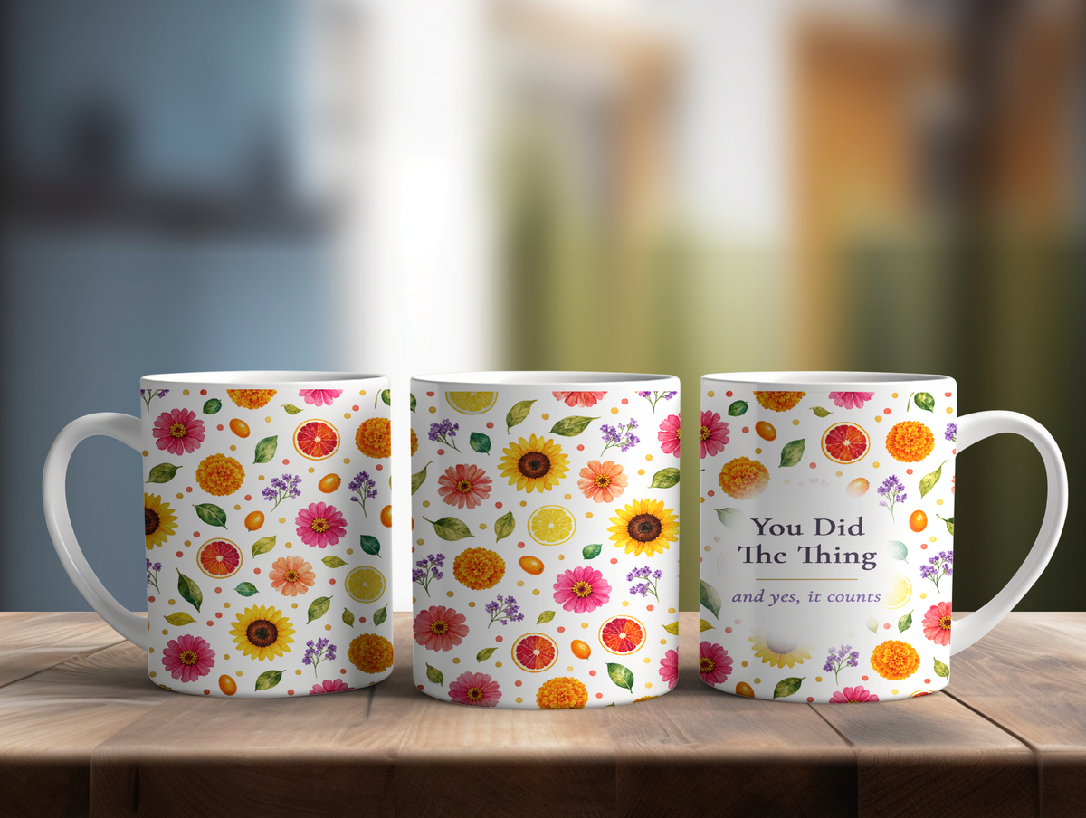 You Did The Thing Mug, Left Handle, Bright Floral Congratulations Gift for Her, 11oz 15oz