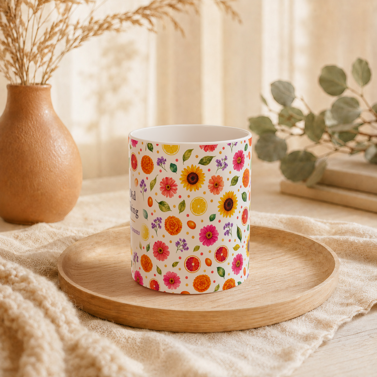 You Did The Thing Mug, Left Handle, Bright Floral Congratulations Gift for Her, 11oz 15oz