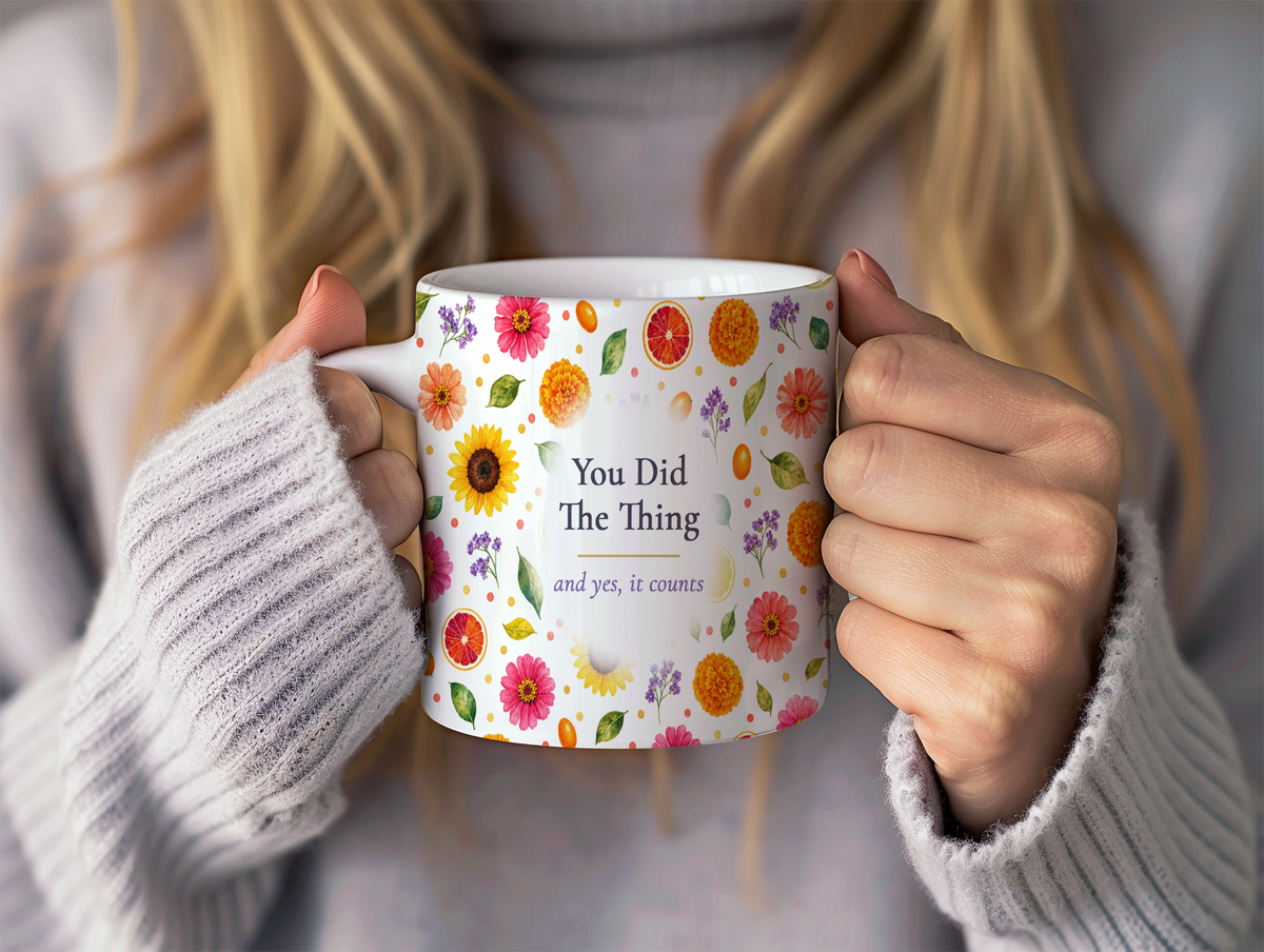 You Did The Thing Mug, Right Handle, Bright Floral Congratulations Gift for Her, 11 oz 15 oz