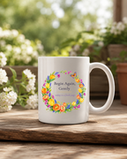 Begin Again Gently Mug, Spring Floral Wreath Encouragement Gift for Her, 11 oz 15 oz