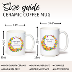 Begin Again Gently Mug, Spring Floral Wreath Encouragement Gift for Her, 11 oz 15 oz