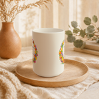 Begin Again Gently Mug, Spring Floral Wreath Encouragement Gift for Her, 11 oz 15 oz