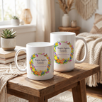 Begin Again Gently Mug, Spring Floral Wreath Encouragement Gift for Her, 11 oz 15 oz