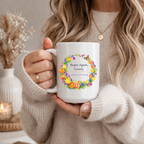 Begin Again Gently Mug, Spring Floral Wreath Encouragement Gift for Her, 11 oz 15 oz