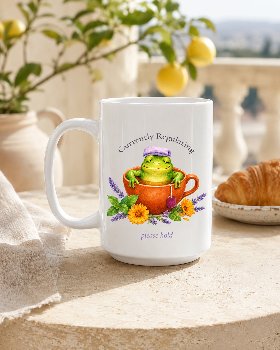Currently Regulating Frog Mug, Funny Self Care Tea Gift for Her, 11 oz 15 oz