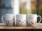 Good Things Are Growing Mug, Left Handle, Wildflower Encouragement Gift for Her, 11 oz 15 oz