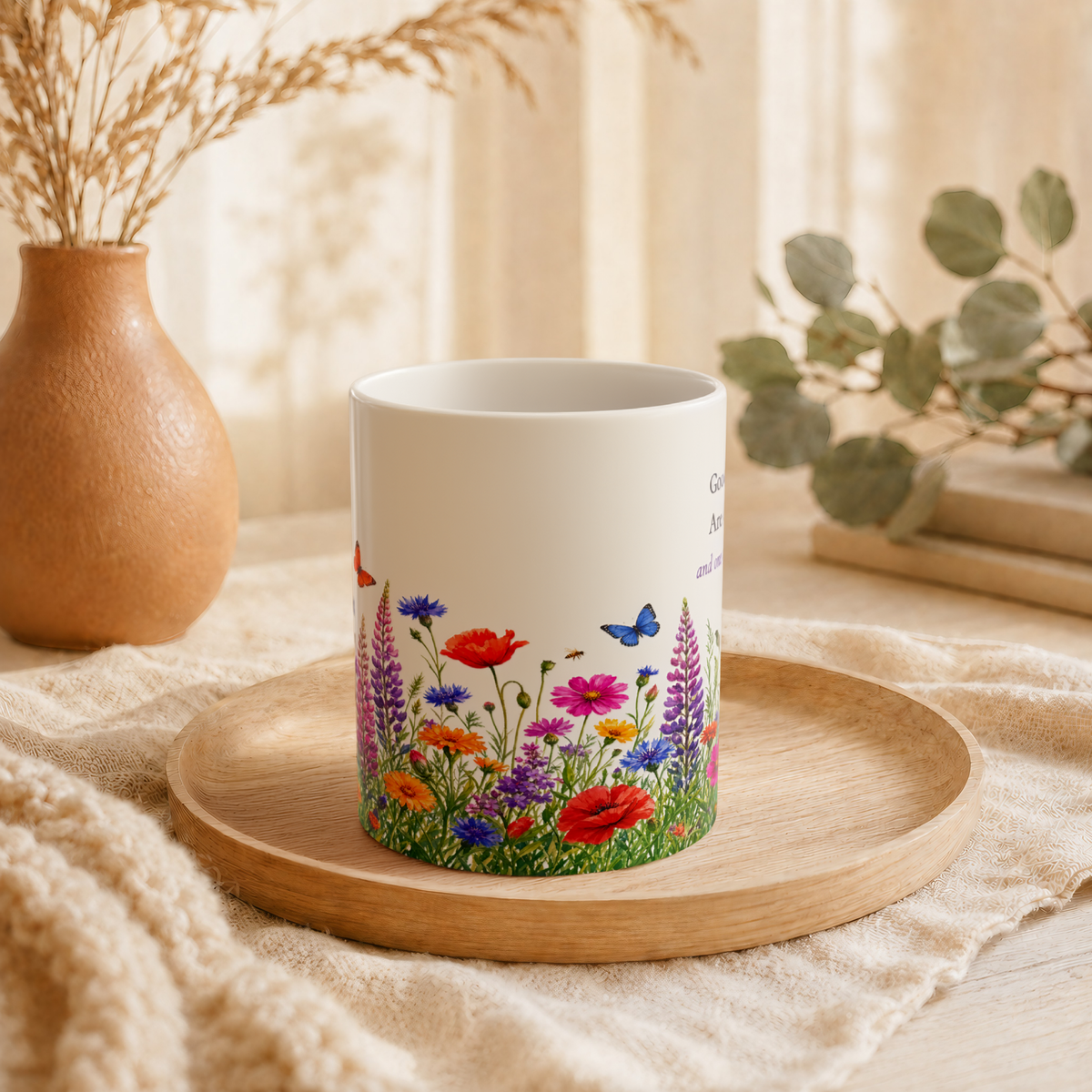 Good Things Are Growing Mug, Right Handle, Wildflower Encouragement Gift for Her, 11 oz 15 oz