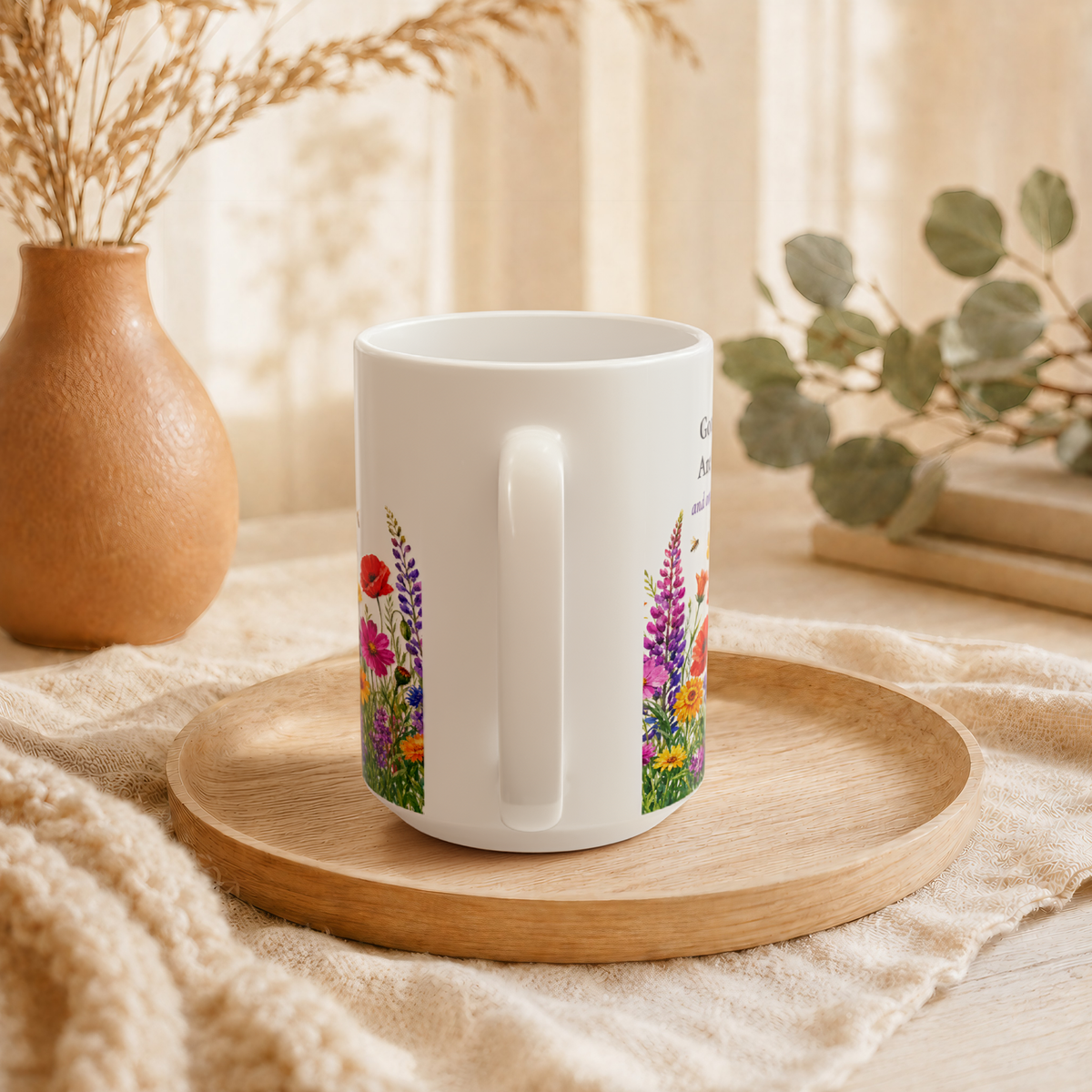Good Things Are Growing Mug, Right Handle, Wildflower Encouragement Gift for Her, 11 oz 15 oz