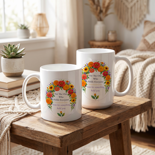 For The One Who Holds Everyone Mug, Marigold Caregiver Gift for Her, 11 oz 15 oz